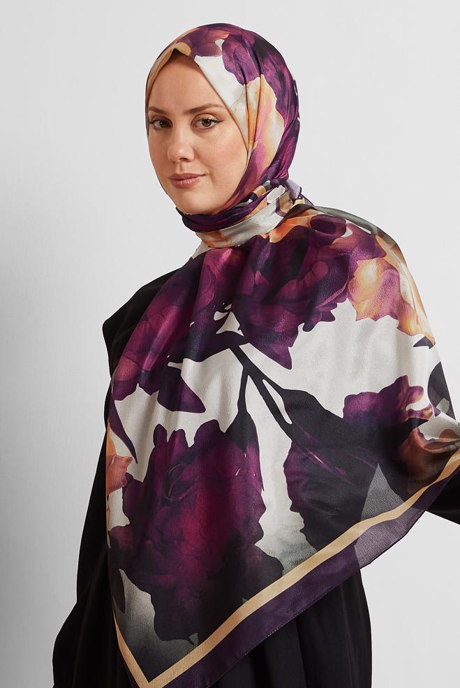 Hijab clothing ORANGE ALVINA PATTERNED SHAWL 8575 - ALVİNA