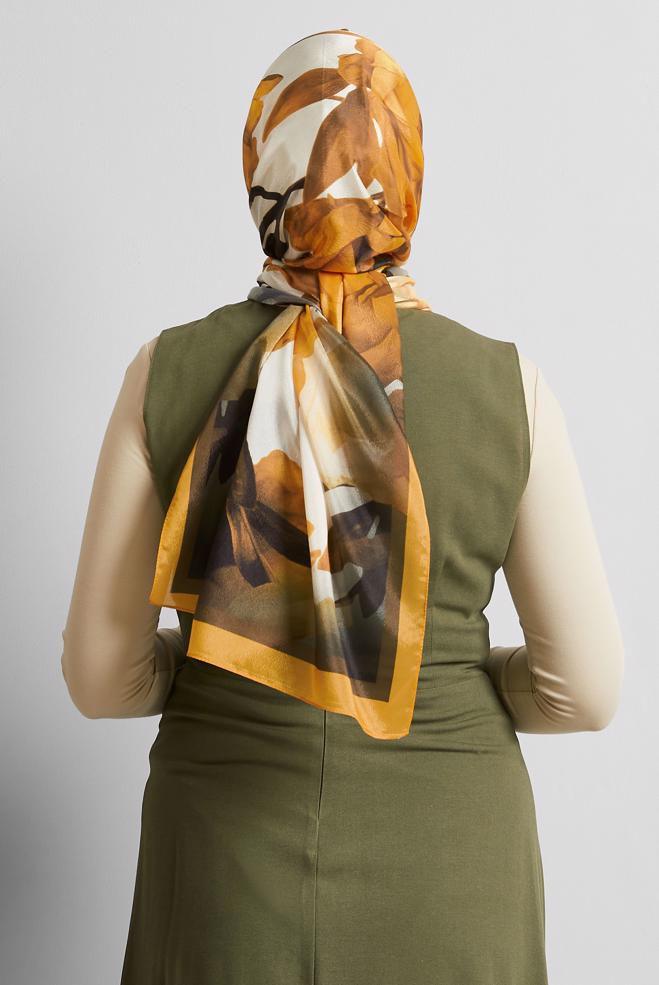 Hijab clothing YELLOW ALVINA PATTERNED SHAWL 8575 - ALVİNA