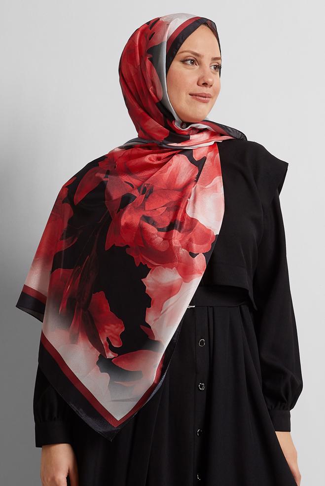 Hijab clothing CLARET RED ALVINA PATTERNED SHAWL 8575 - ALVİNA