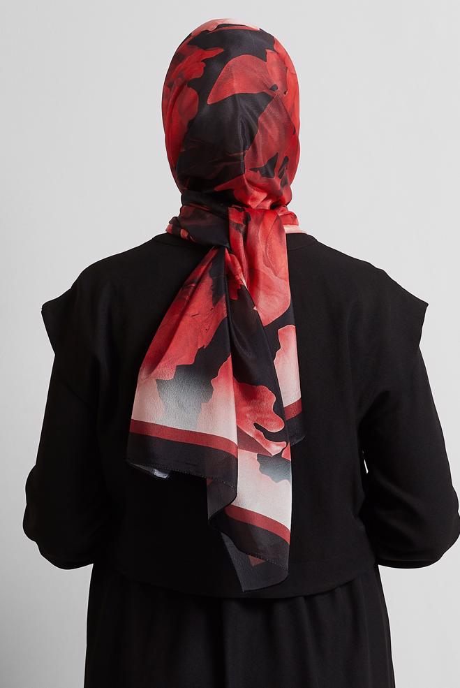 Hijab clothing CLARET RED ALVINA PATTERNED SHAWL 8575 - ALVİNA