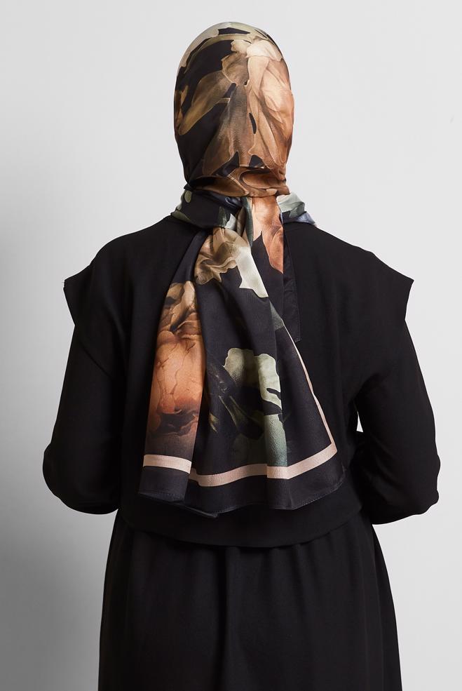 Hijab clothing GOLD ALVINA PATTERNED SHAWL 8575 - ALVİNA