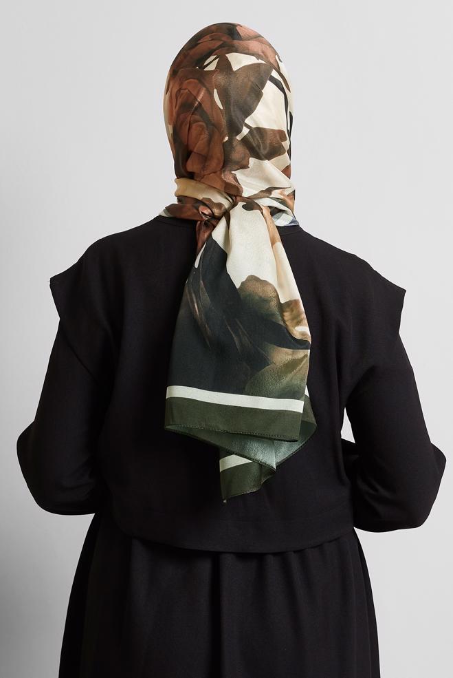 Hijab clothing BROWN ALVINA PATTERNED SHAWL 8575 - ALVİNA