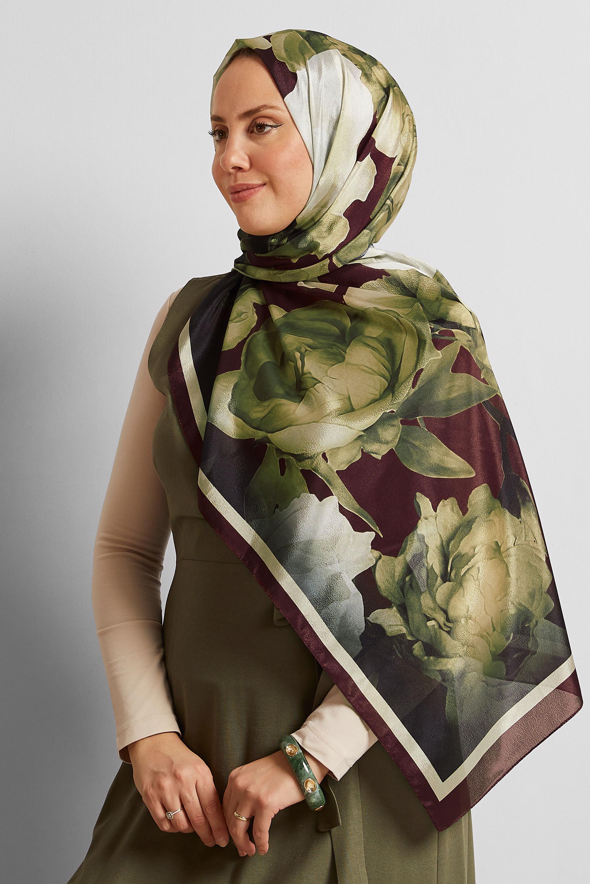 Hijab clothing CLARET RED ALVINA PATTERNED SHAWL 8575