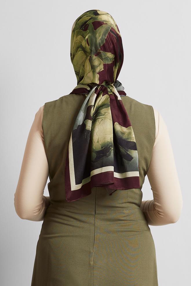 Hijab clothing CLARET RED ALVINA PATTERNED SHAWL 8575 - ALVİNA