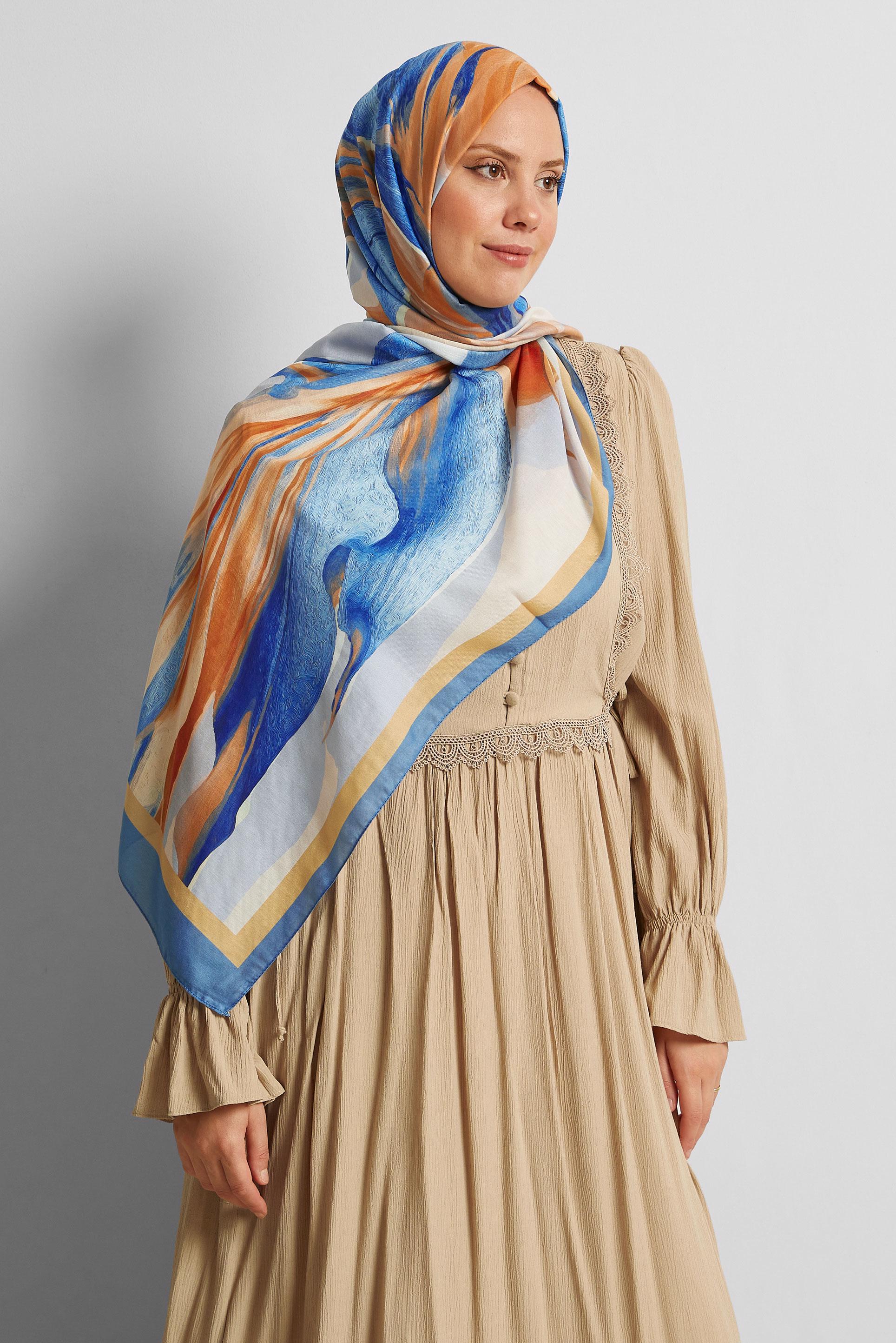 Hijab clothing BLUE ALVINA PATTERNED SHAWL 8577