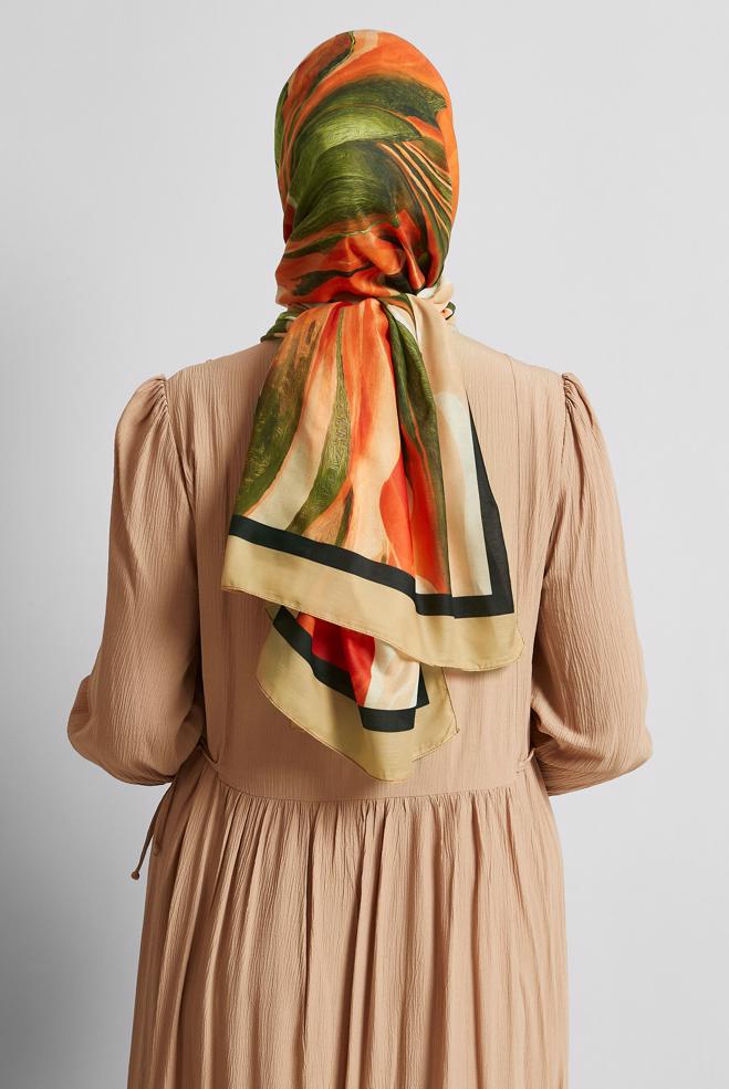 Vêtements hijab BEIGE CHÂLE À MOTIFS ALVINA 8577 - ALVİNA