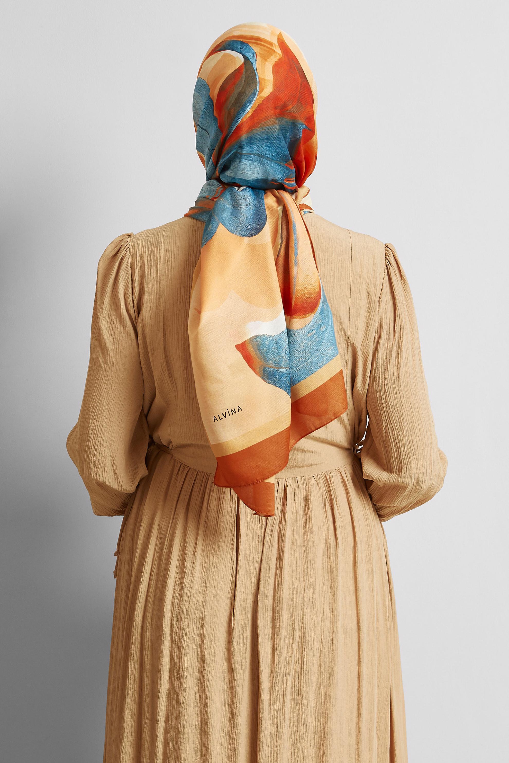 Hijab clothing ORANGE ALVINA PATTERNED SHAWL 8577