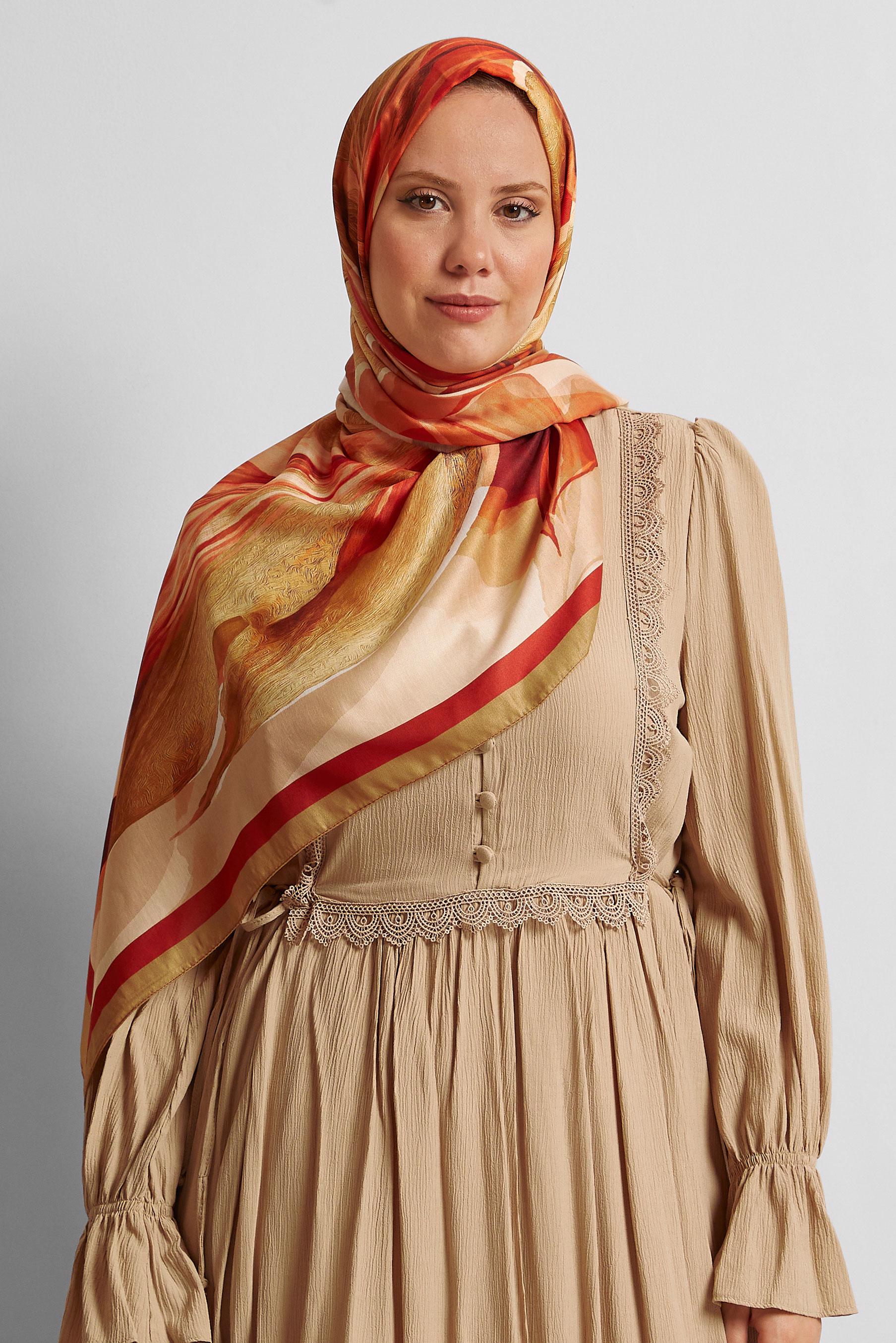 Hijab clothing BROWN ALVINA PATTERNED SHAWL 8577