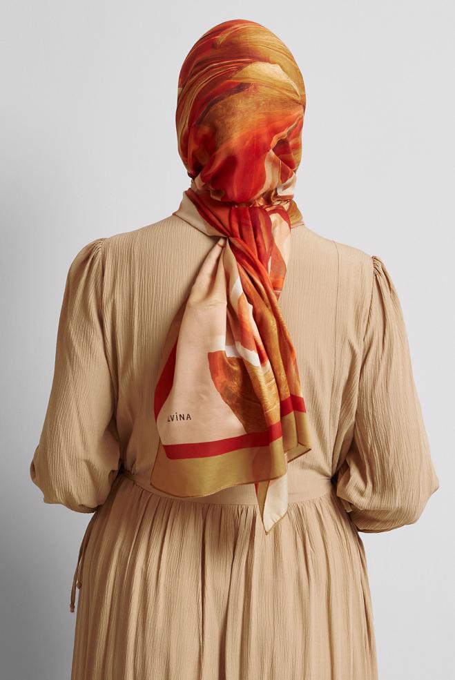 Hijab clothing BROWN ALVINA PATTERNED SHAWL 8577 - ALVİNA