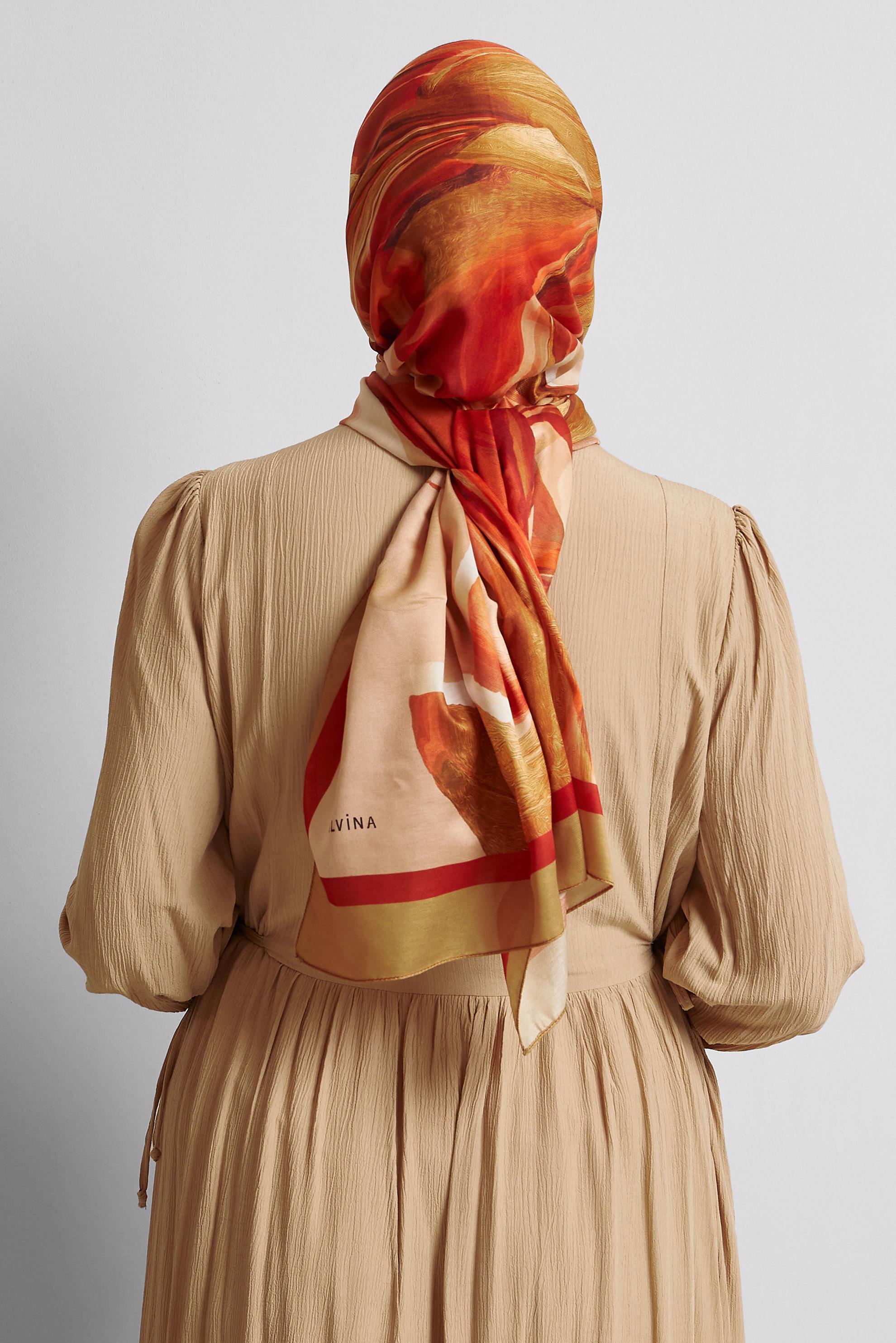 Hijab clothing BROWN ALVINA PATTERNED SHAWL 8577