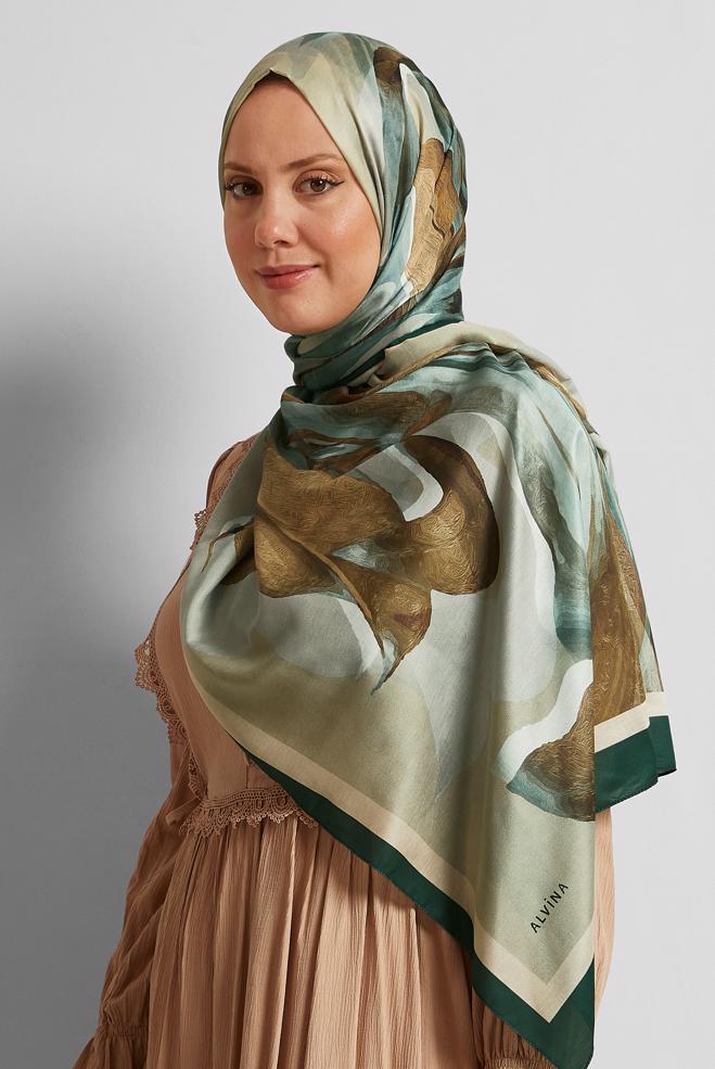 Hijab clothing KHAKI ALVINA PATTERNED SHAWL 8577 - ALVİNA