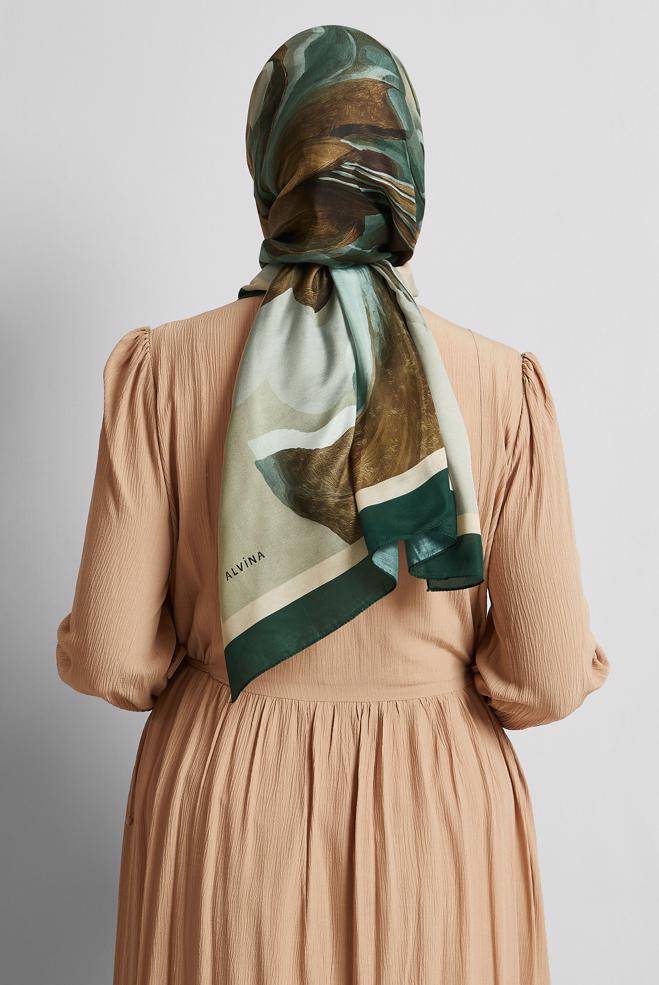 Hijab clothing KHAKI ALVINA PATTERNED SHAWL 8577 - ALVİNA