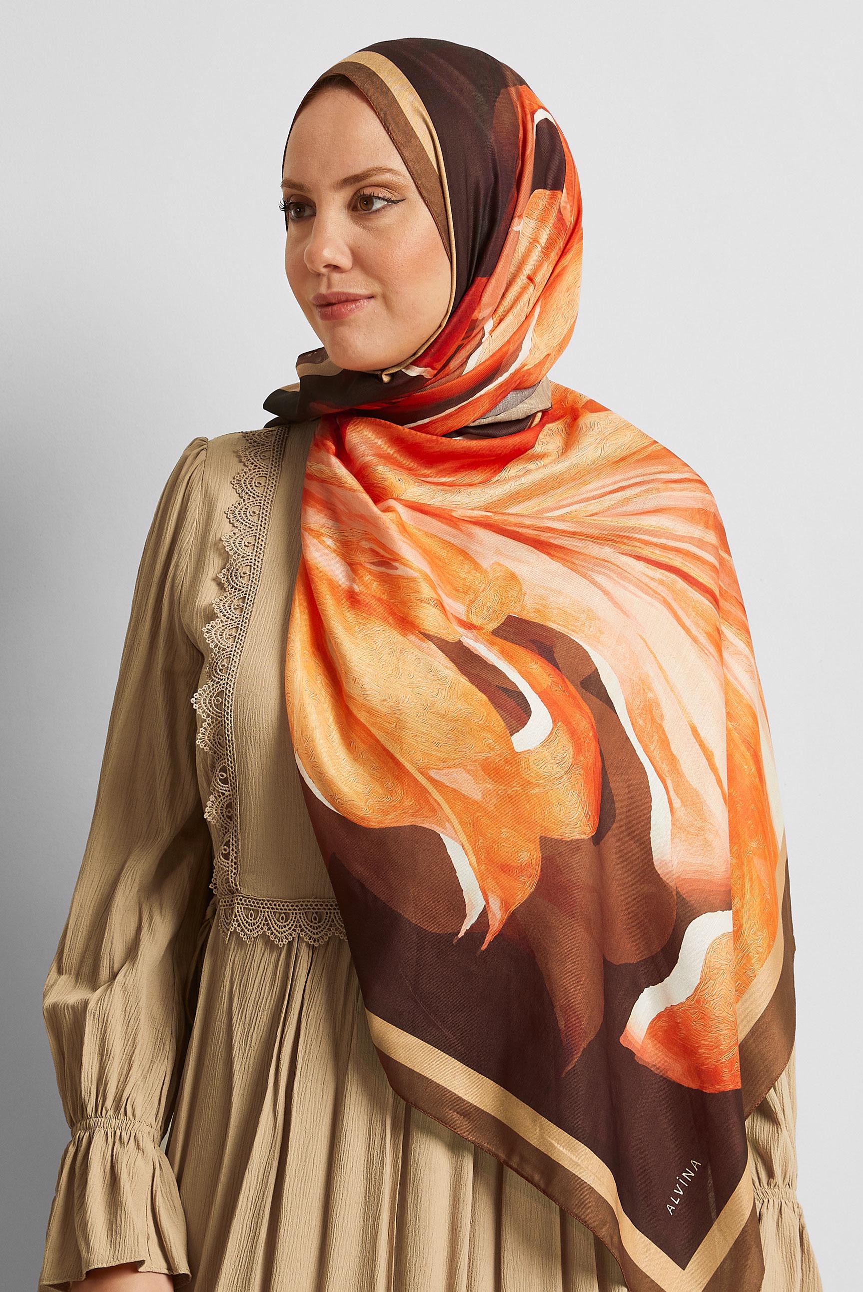 Hijab clothing BROWN ALVINA PATTERNED SHAWL 8577