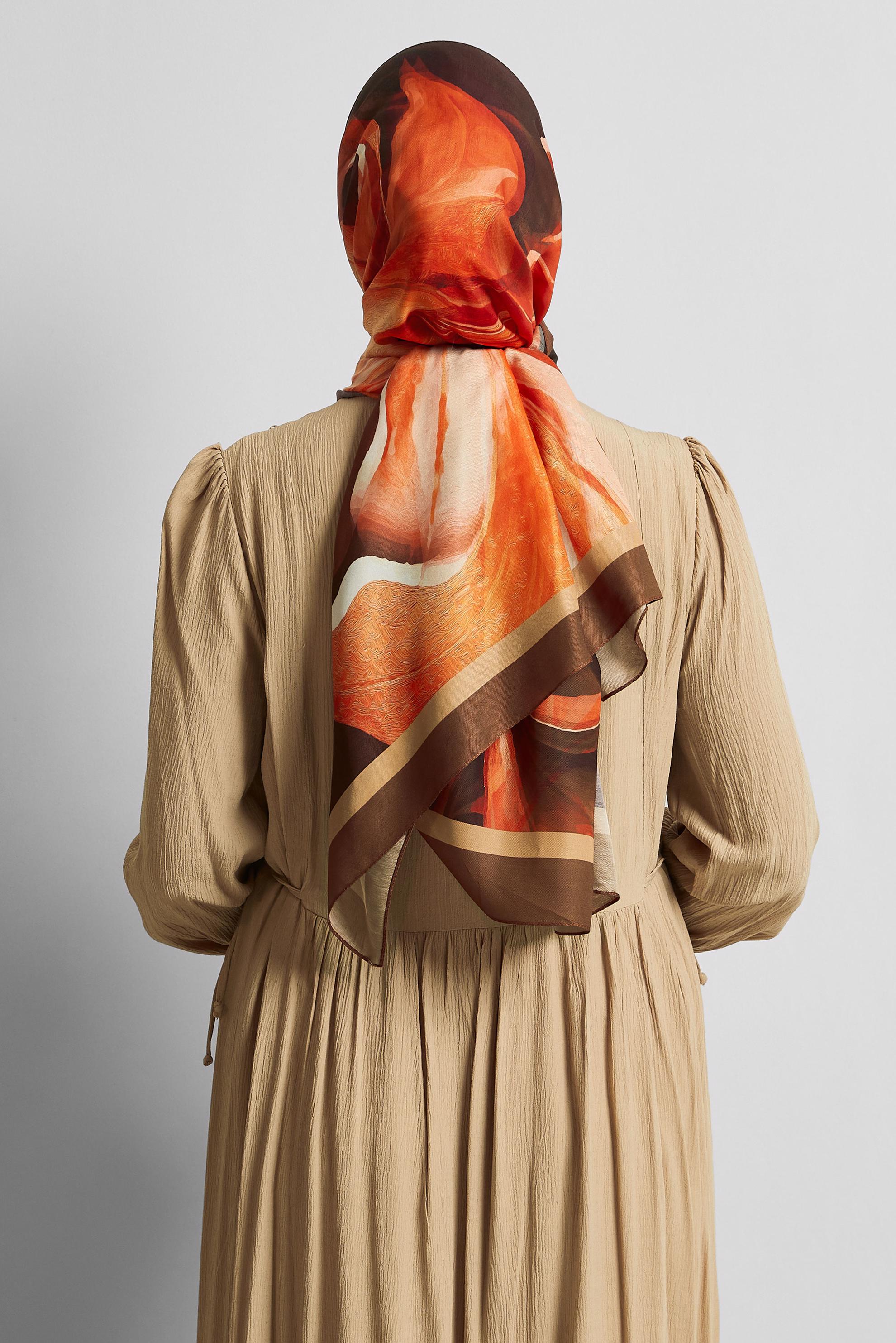 Hijab clothing BROWN ALVINA PATTERNED SHAWL 8577