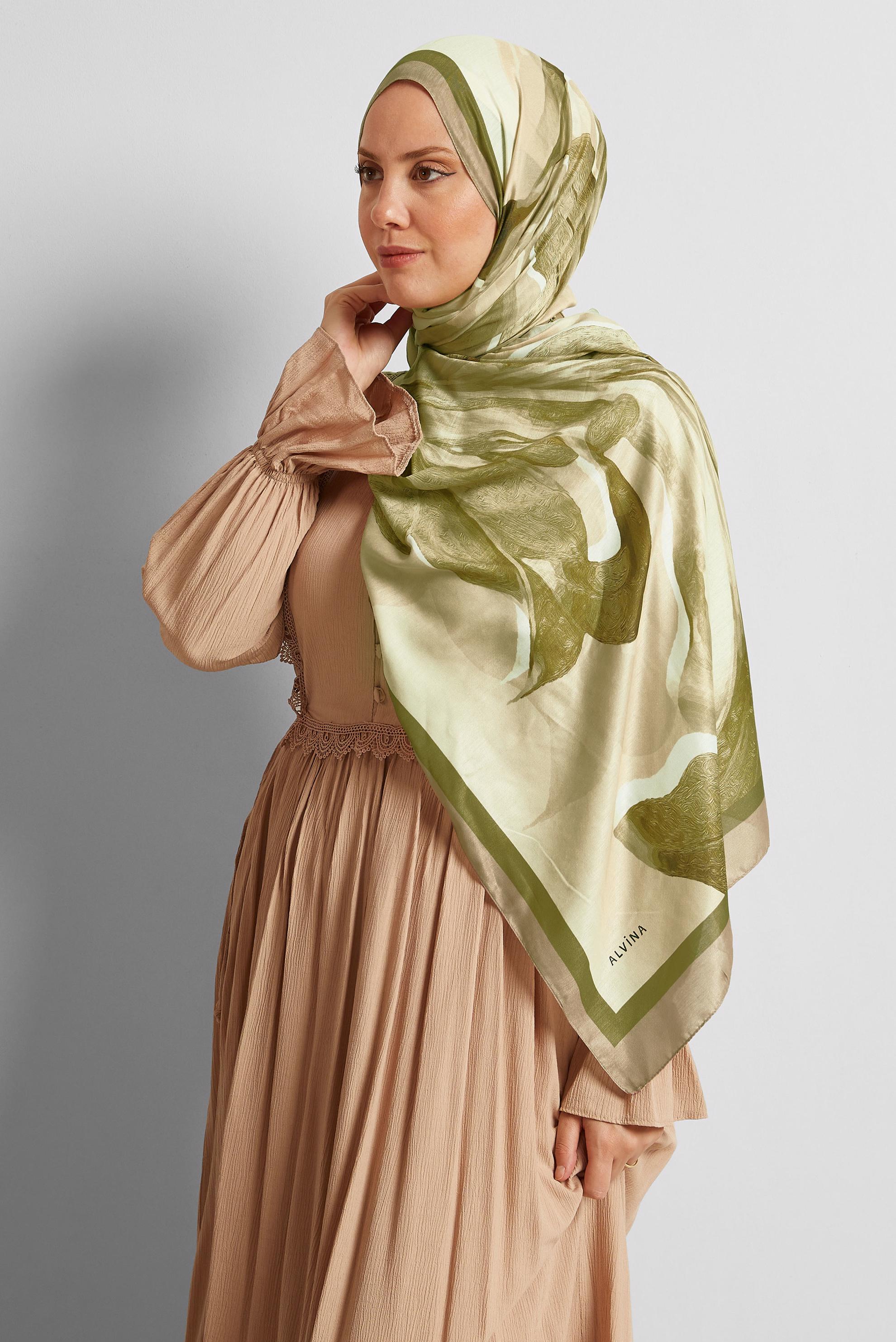 Hijab clothing BEIGE ALVINA PATTERNED SHAWL 8577