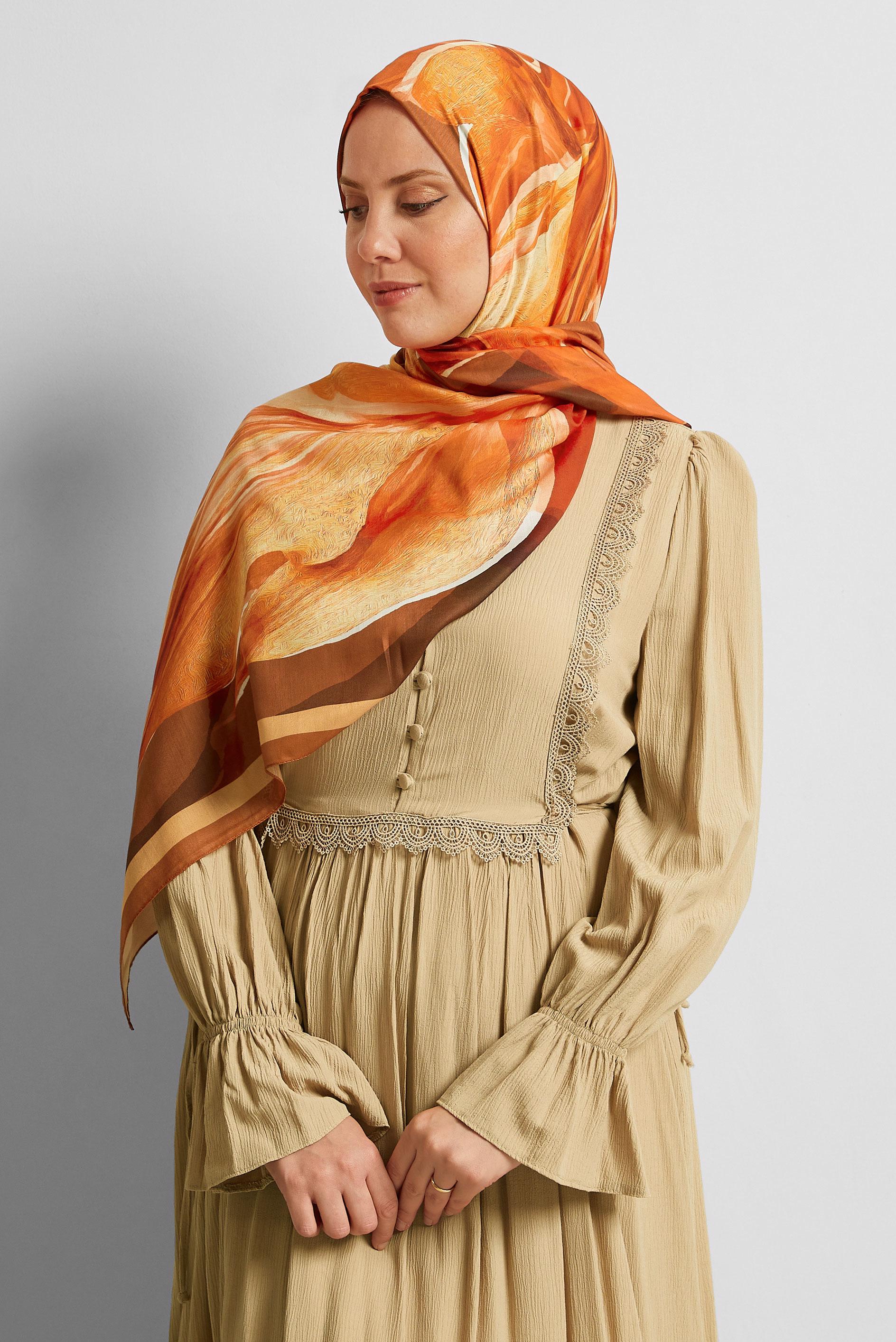 Hijab clothing BROWN ALVINA PATTERNED SHAWL 8577