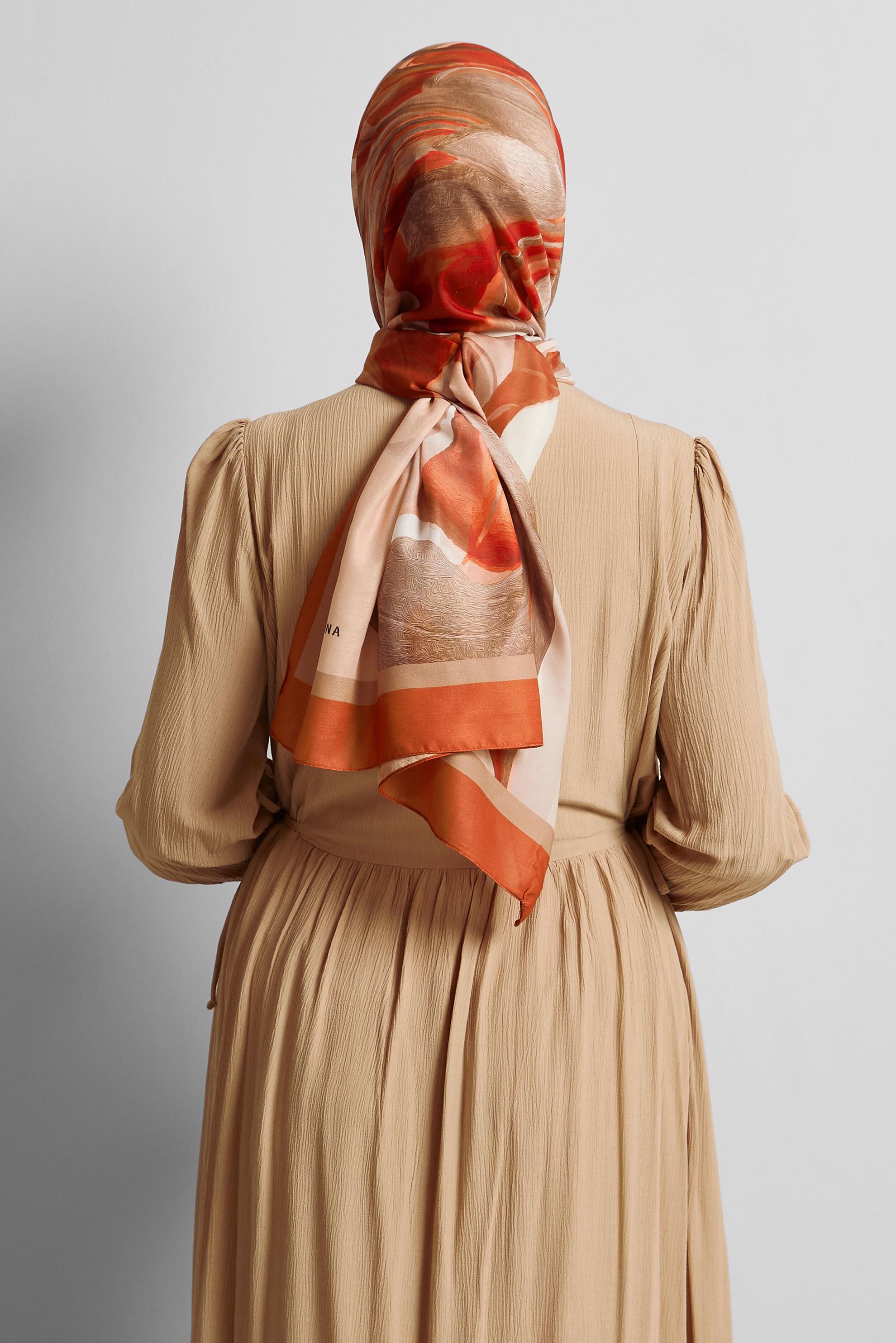 Hijab clothing ORANGE ALVINA PATTERNED SHAWL 8577