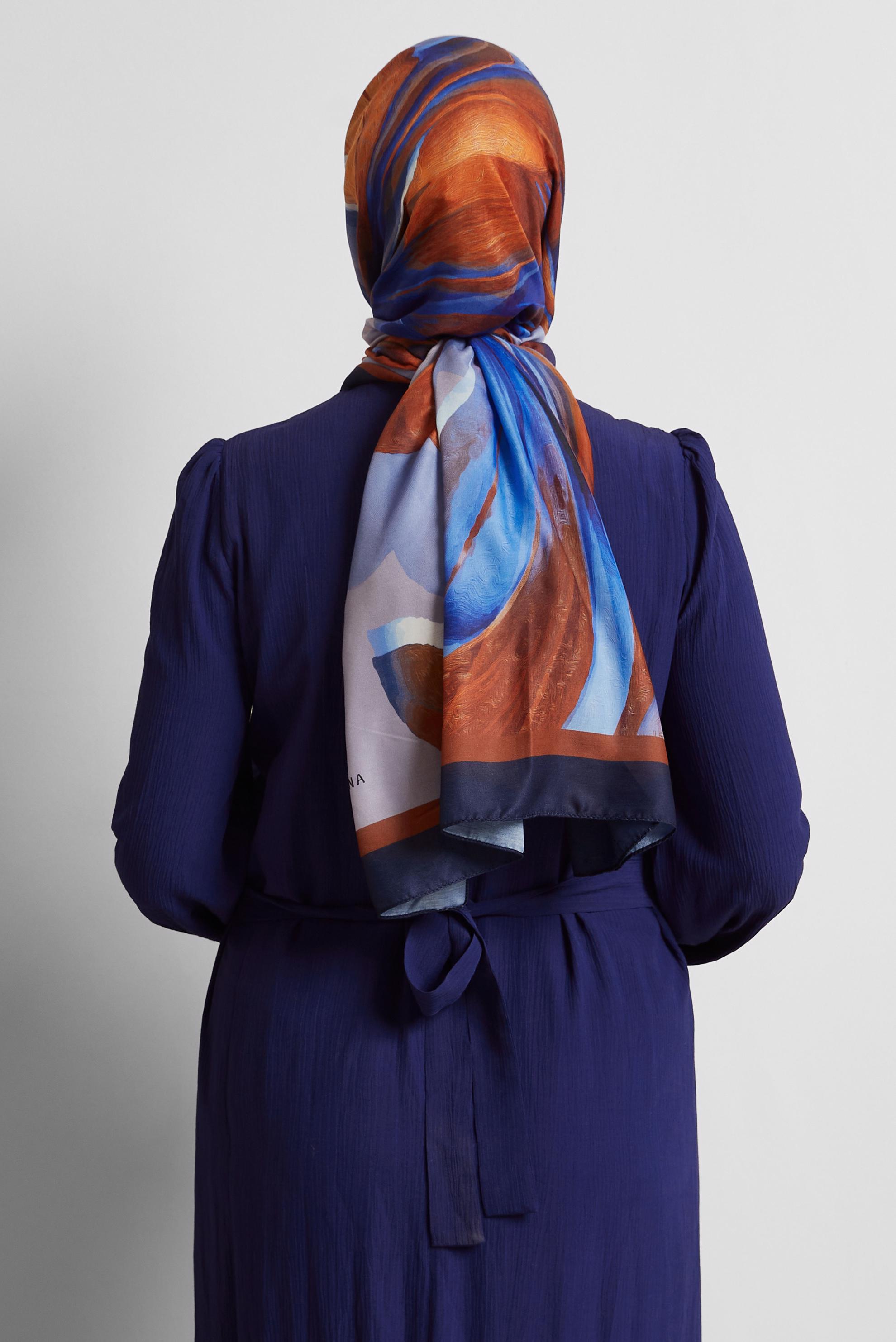 Hijab clothing NAVY BLUE ALVINA PATTERNED SHAWL 8577