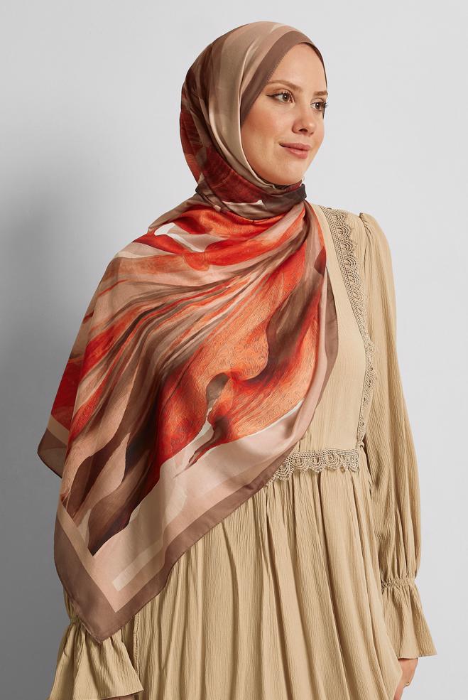 Hijab clothing MINK ALVINA PATTERNED SHAWL 8577 - ALVİNA