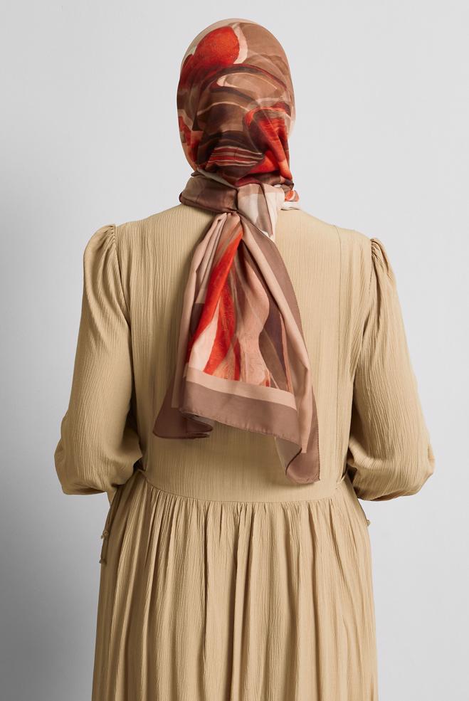 Hijab clothing MINK ALVINA PATTERNED SHAWL 8577 - ALVİNA