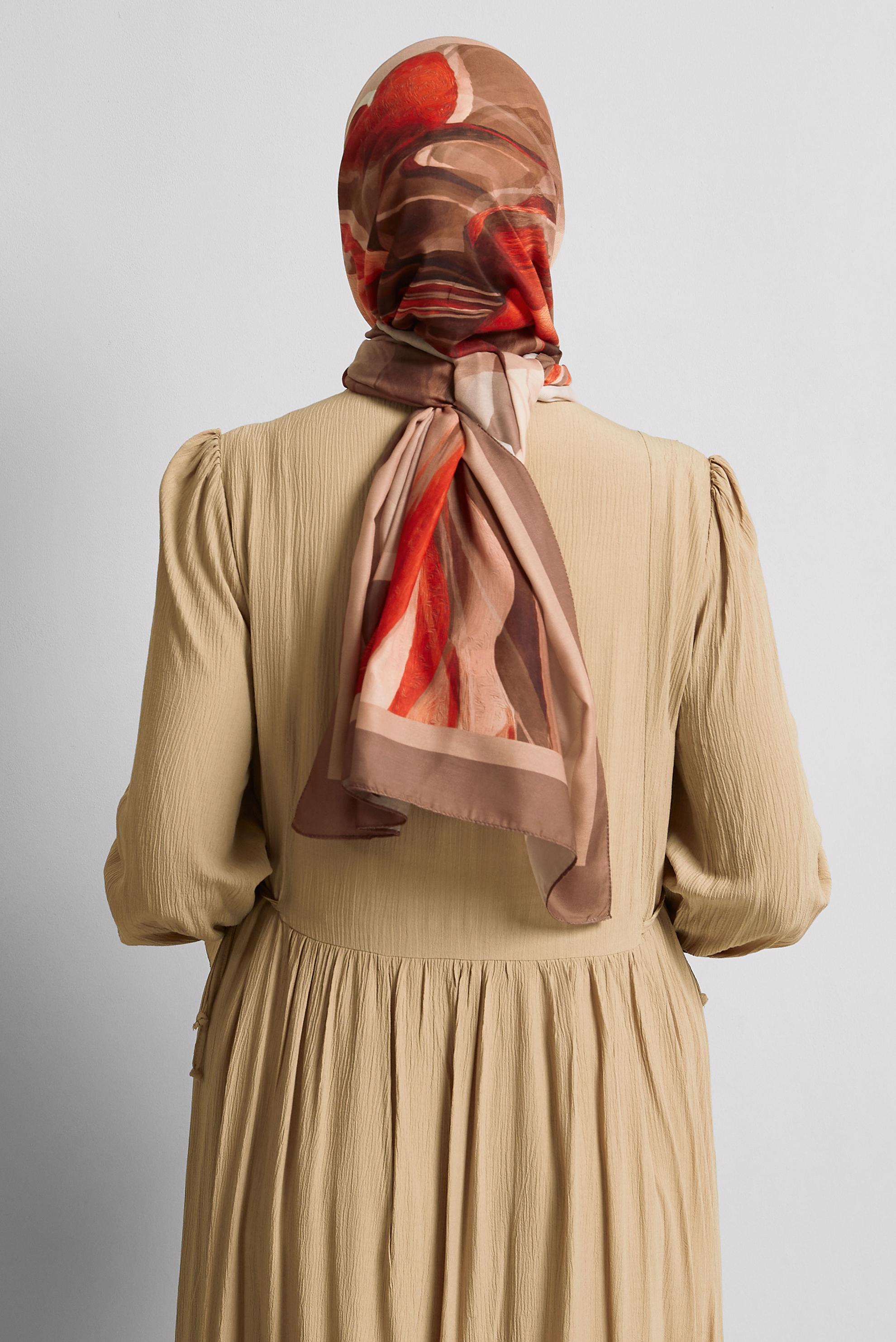 Hijab clothing MINK ALVINA PATTERNED SHAWL 8577