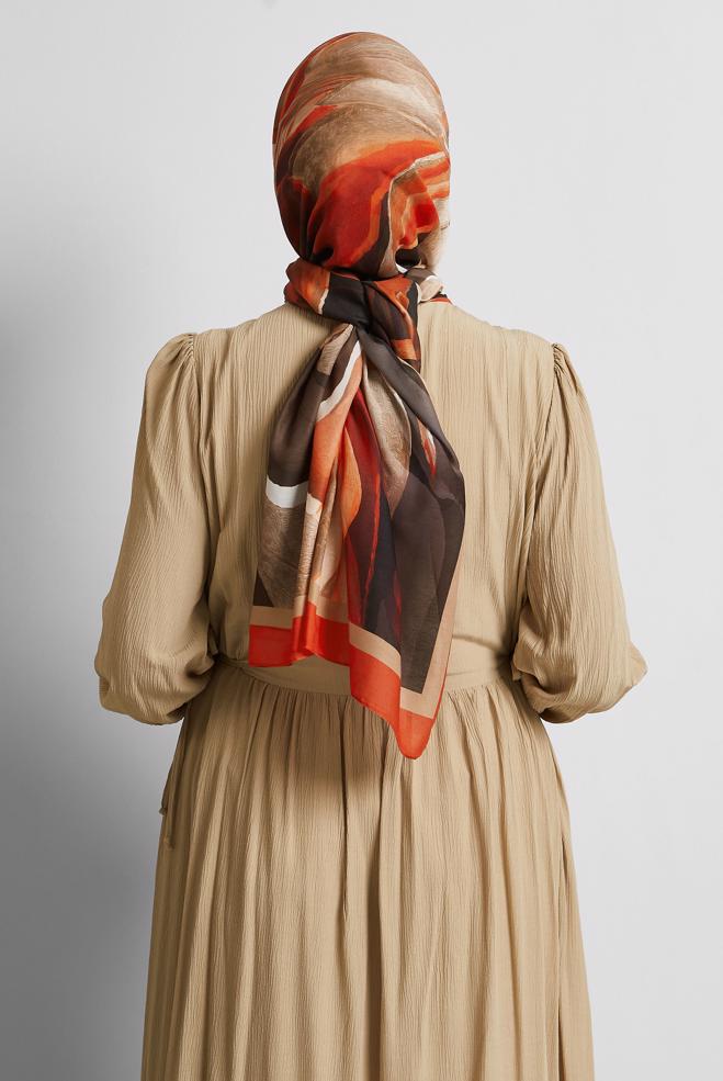 Hijab clothing MINK ALVINA PATTERNED SHAWL 8577 - ALVİNA