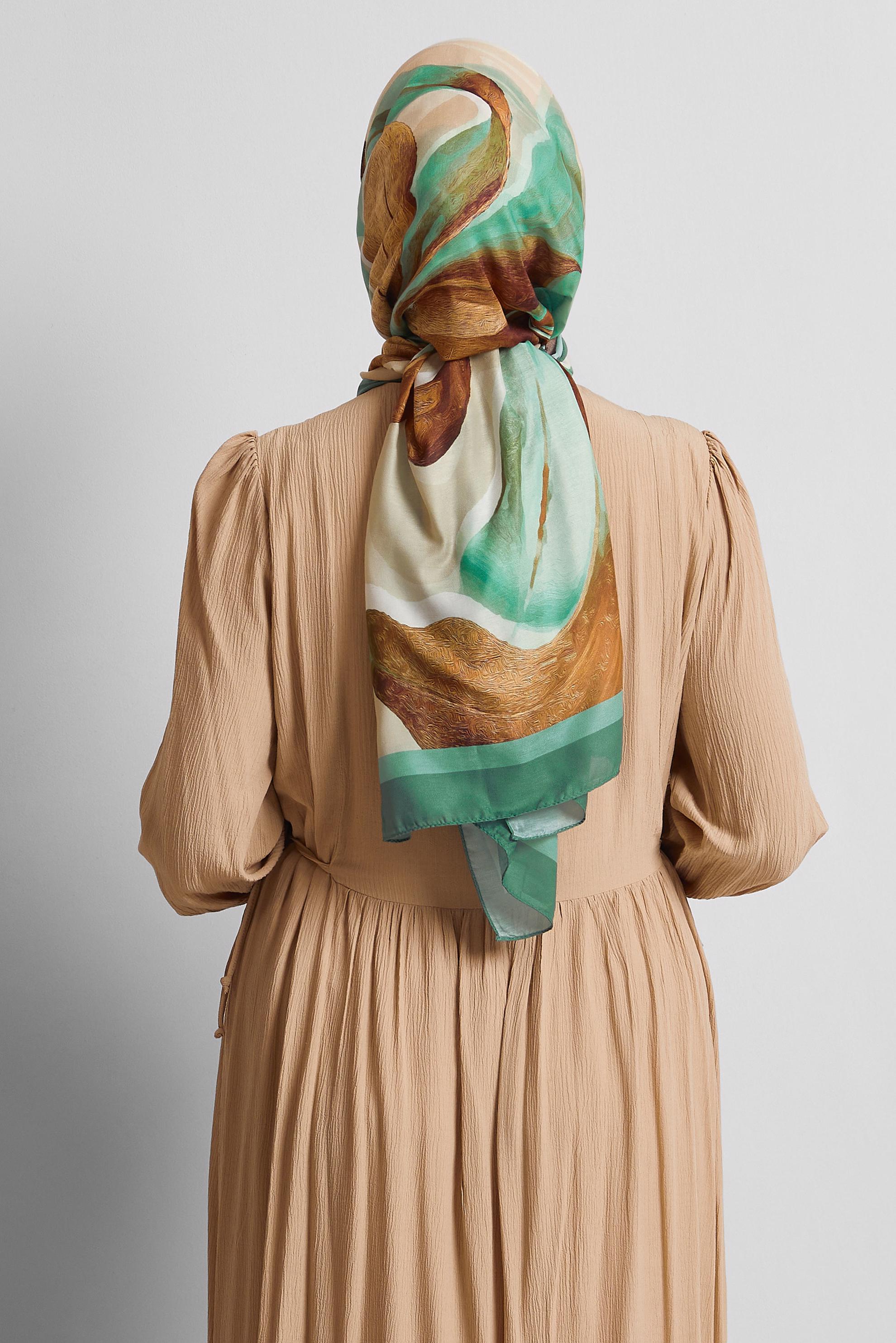 Hijab clothing GREEN ALVINA PATTERNED SHAWL 8577