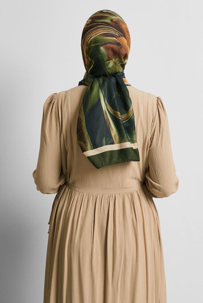 Hijab clothing GREEN ALVINA PATTERNED SHAWL 8577 - ALVİNA