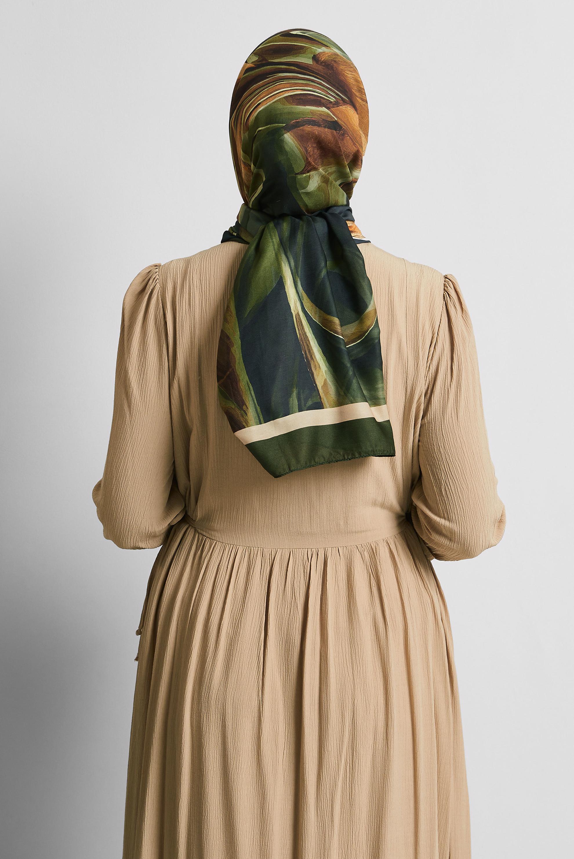 Hijab clothing GREEN ALVINA PATTERNED SHAWL 8577