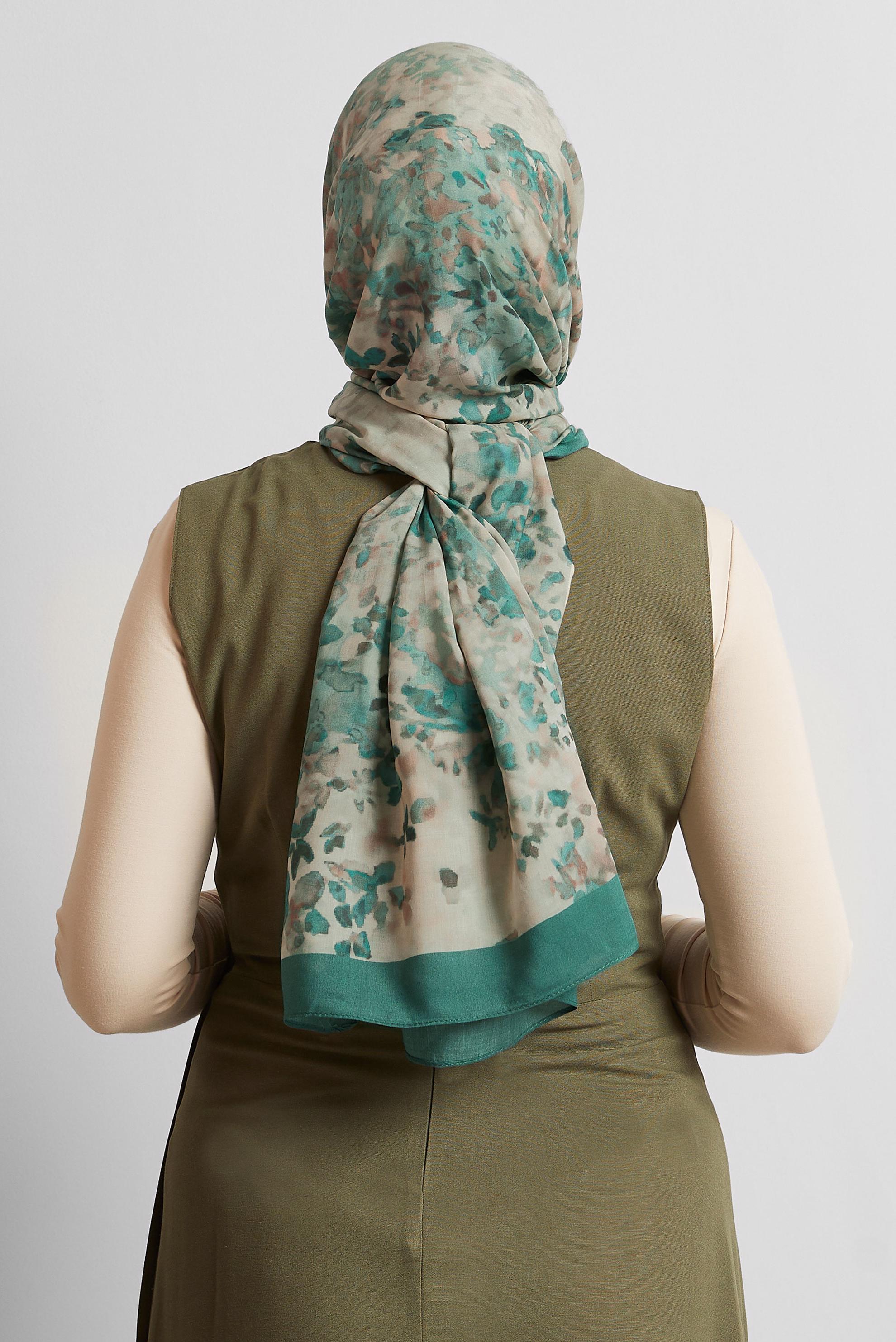 Tesettür giyim YEŞİL ALVİNA VİSKON ŞAL 8579