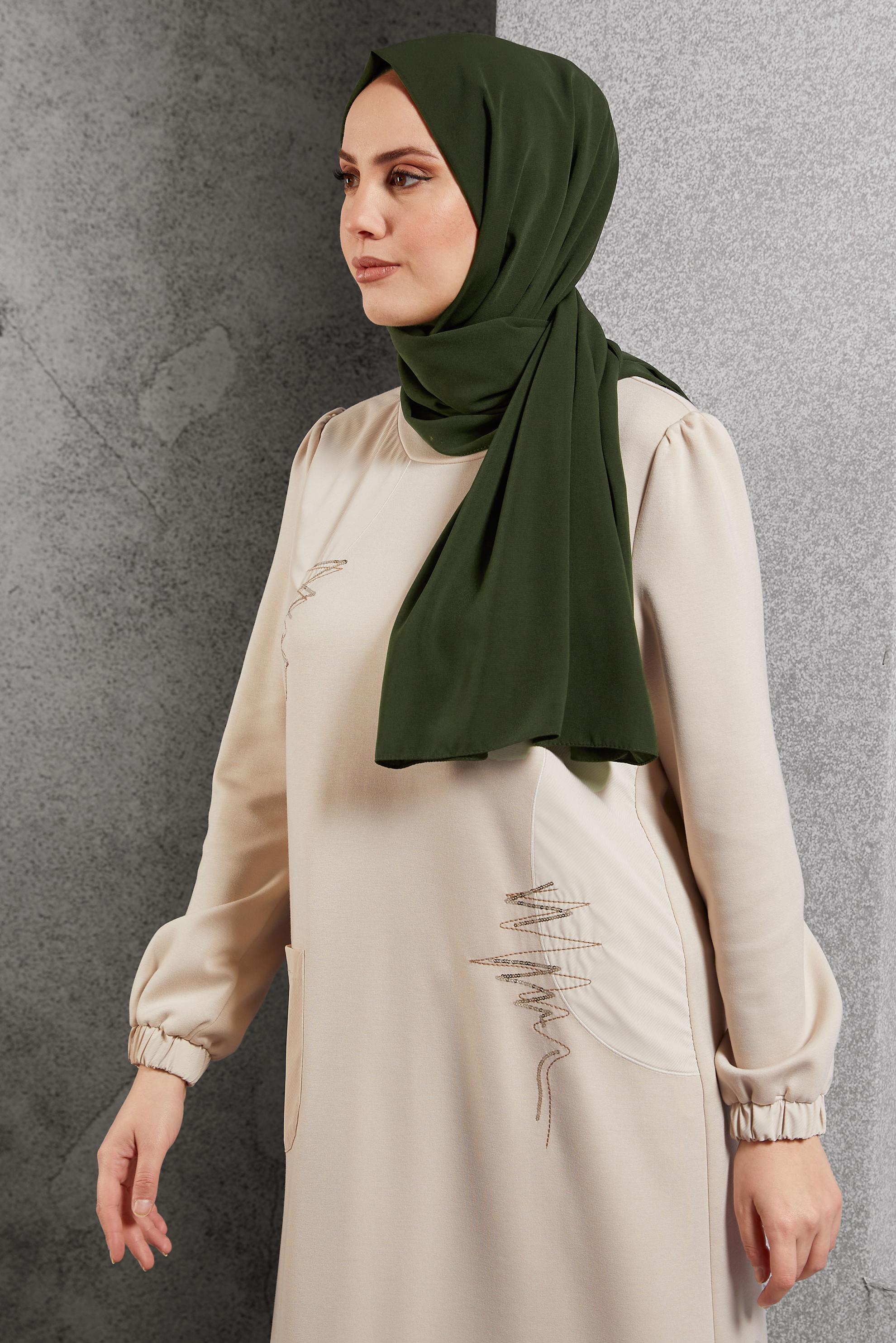 Tesettür giyim HAKİ ALVİNA ŞAL 8600