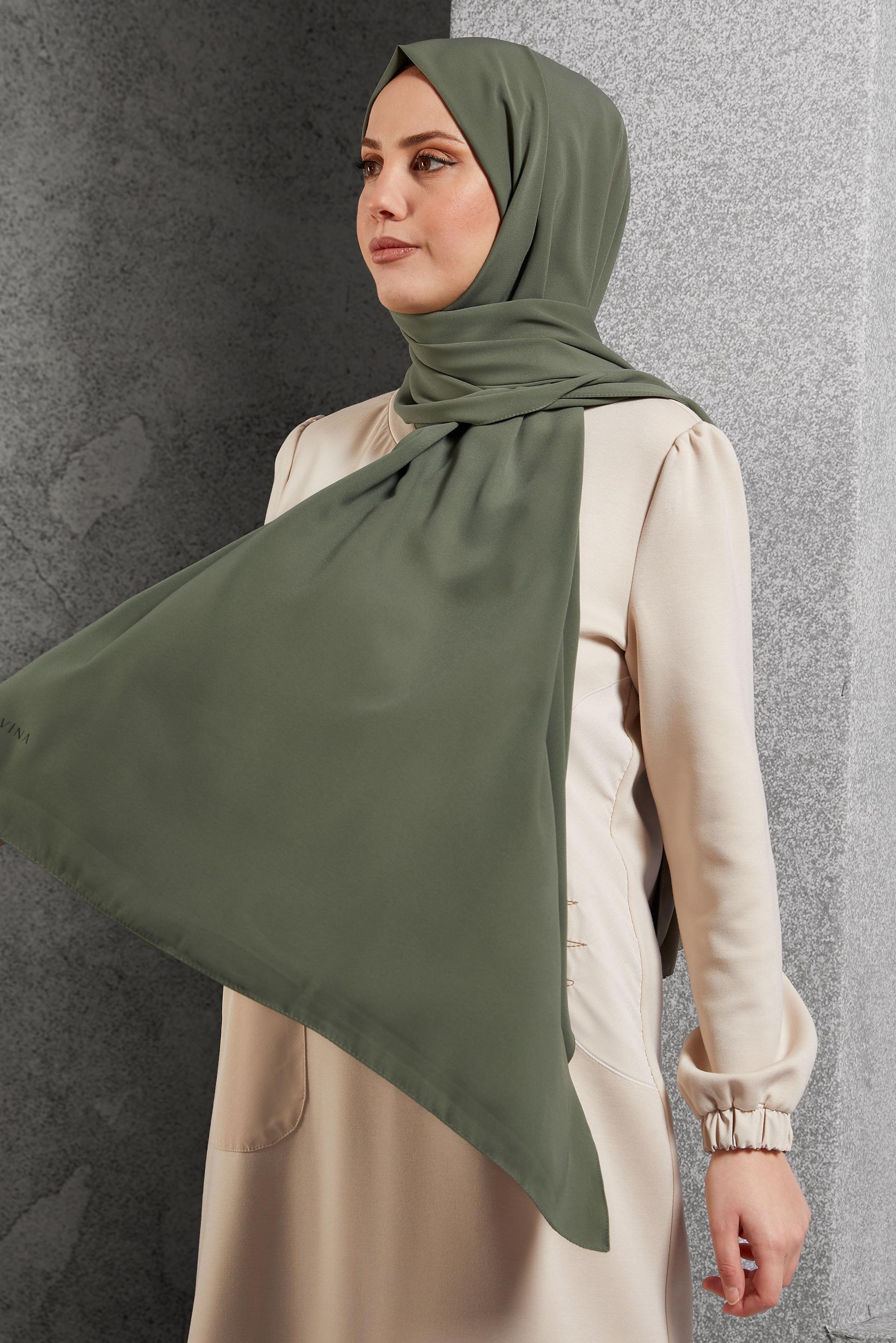 Tesettür giyim YEŞİL ALVİNA ŞAL 8600
