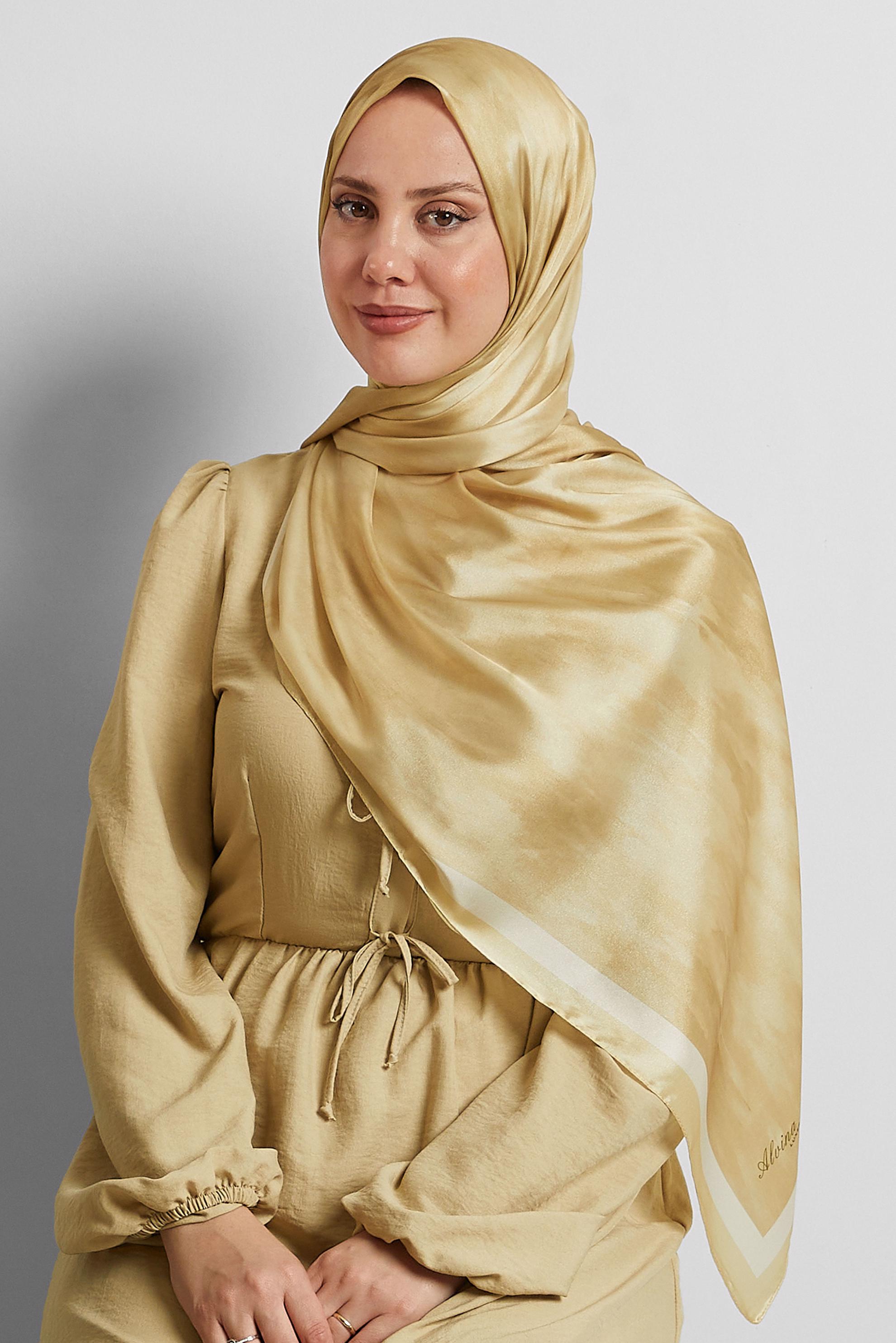 Tesettür giyim SARI ALVİNA ŞAL 8566