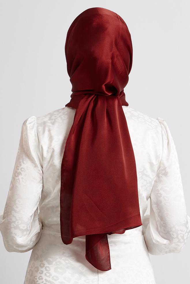 Vêtements hijab ROUGE CHÂLE EN SATIN ALVINA 8570 - ALVİNA