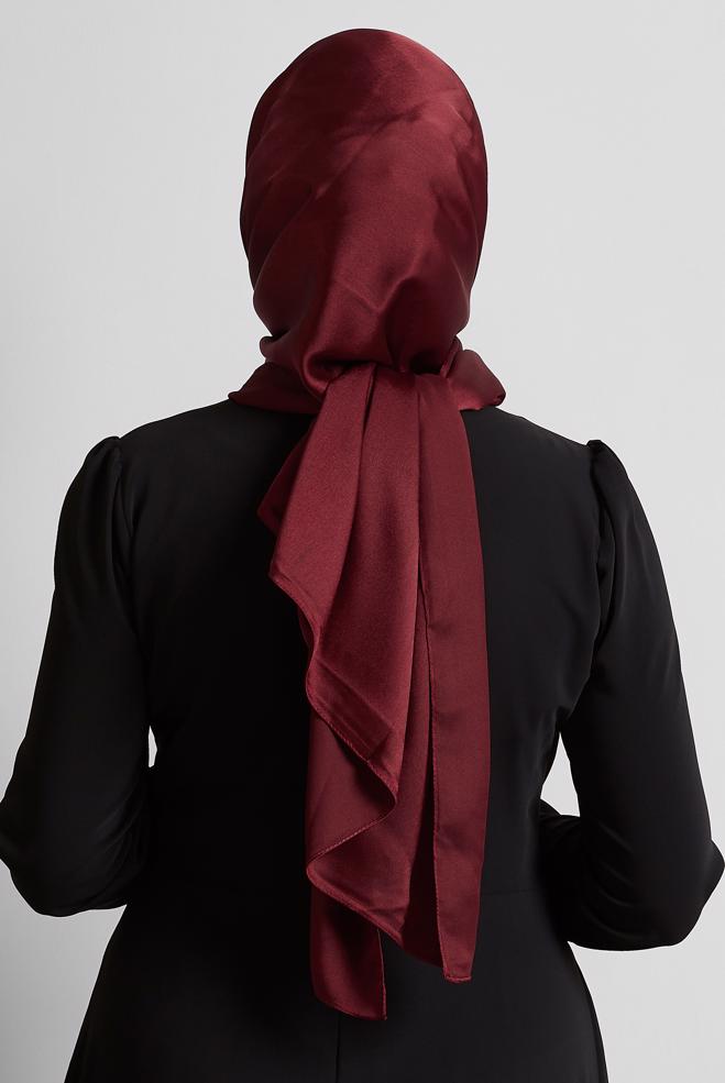 Vêtements hijab ROUGE BORDEAUX CHÂLE EN SATIN ALVINA 8570 - ALVİNA