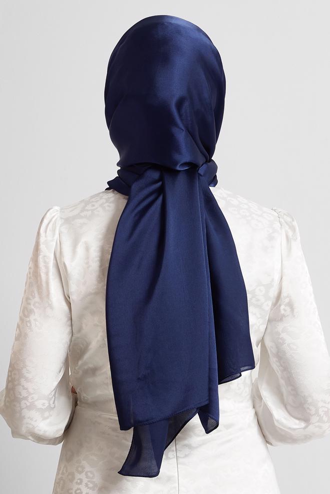 Vêtements hijab BLEU MARINE CHÂLE EN SATIN ALVINA 8570 - ALVİNA