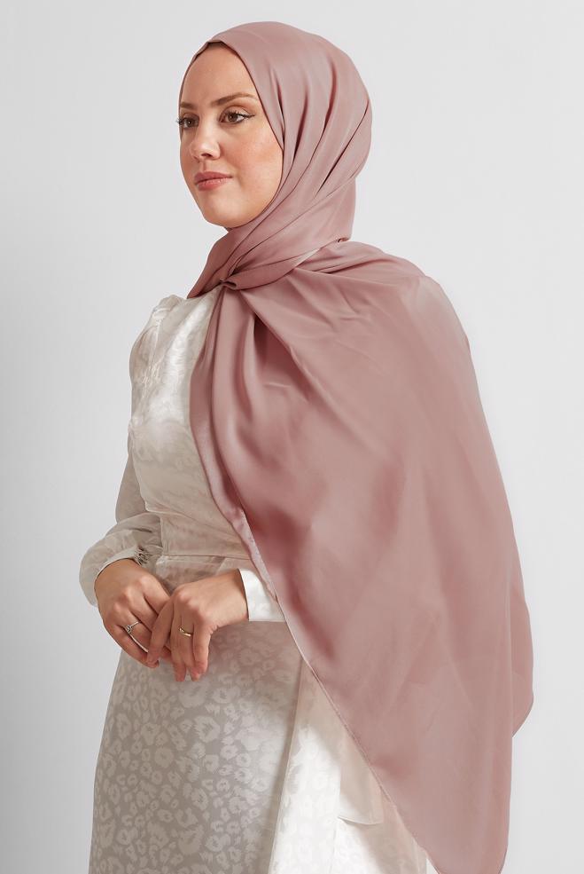 Vêtements hijab POUDRE CHÂLE EN SATIN ALVINA 8570 - ALVİNA