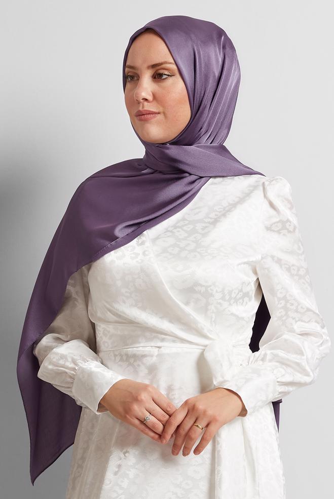 Vêtements hijab POURPRE CHÂLE EN SATIN ALVINA 8570 - ALVİNA