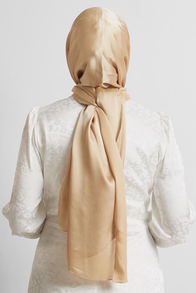 Vêtements hijab BRUN CHÂLE EN SATIN ALVINA 8570 - ALVİNA