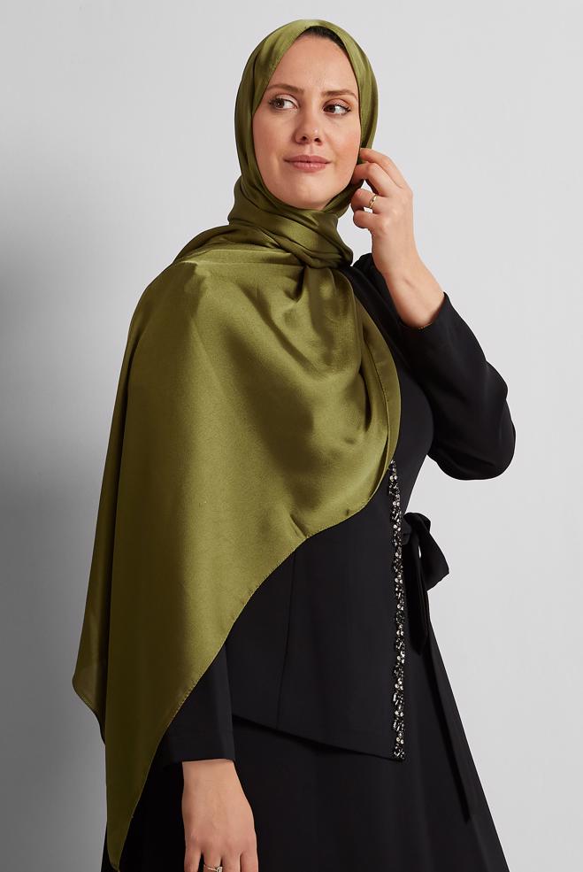 Vêtements hijab VERT CHÂLE EN SATIN ALVINA 8570 - ALVİNA