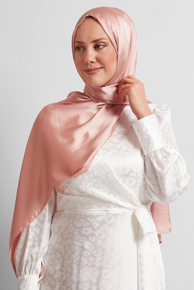 Vêtements hijab ROSE CHÂLE EN SATIN ALVINA 8570 - ALVİNA