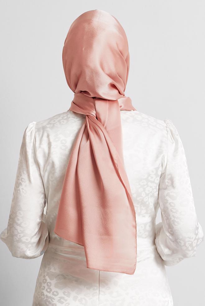 Vêtements hijab ROSE CHÂLE EN SATIN ALVINA 8570 - ALVİNA