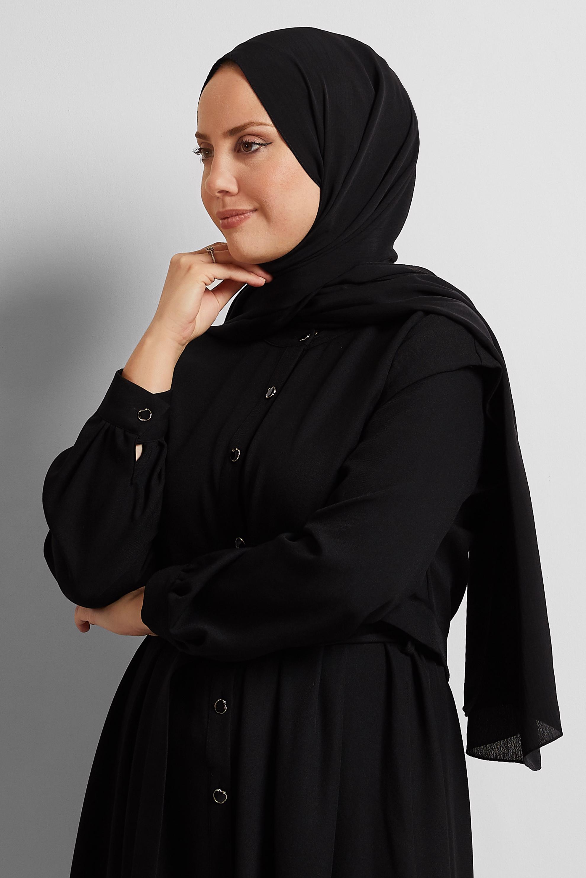 Tesettür giyim SİYAH ALVİNA KRAŞ MEDİNE ŞAL 8571