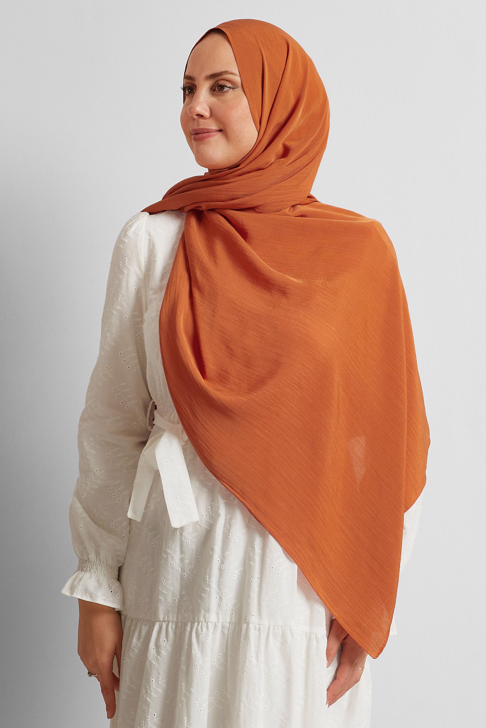 Tesettür giyim TURUNCU ALVİNA KRAŞ MEDİNE ŞAL 8571