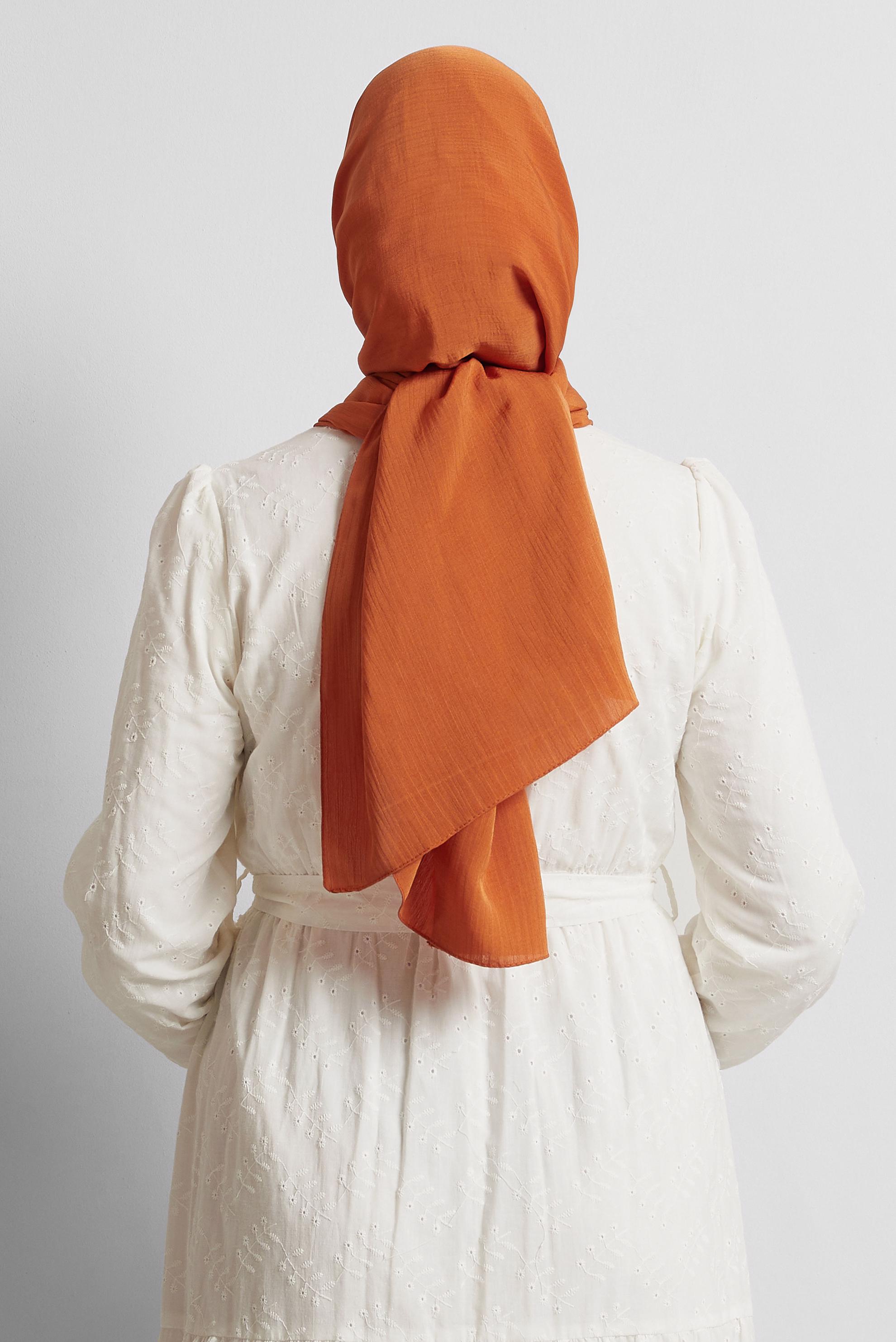 Tesettür giyim TURUNCU ALVİNA KRAŞ MEDİNE ŞAL 8571