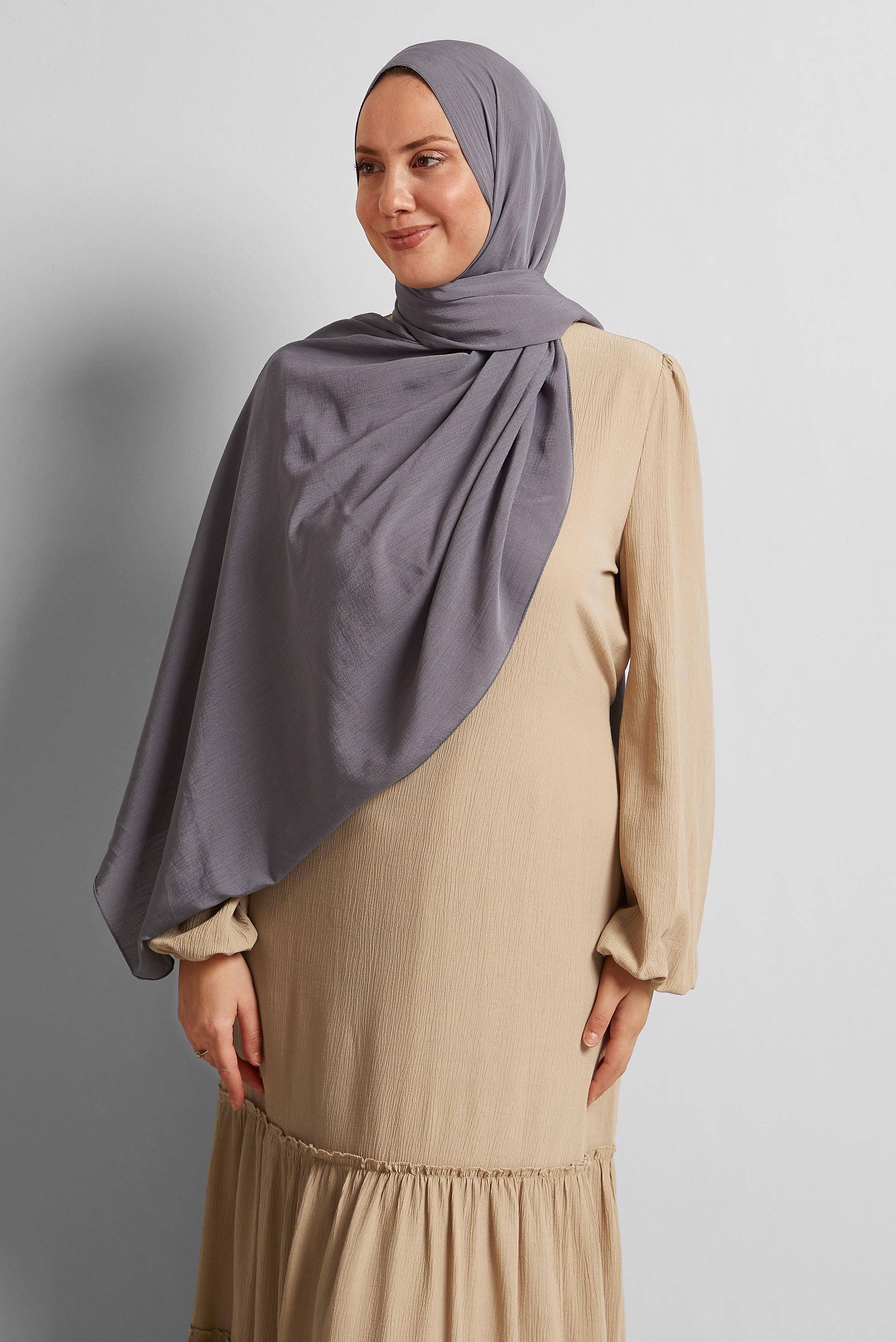 Tesettür giyim GRİ ALVİNA KRAŞ MEDİNE ŞAL 8571