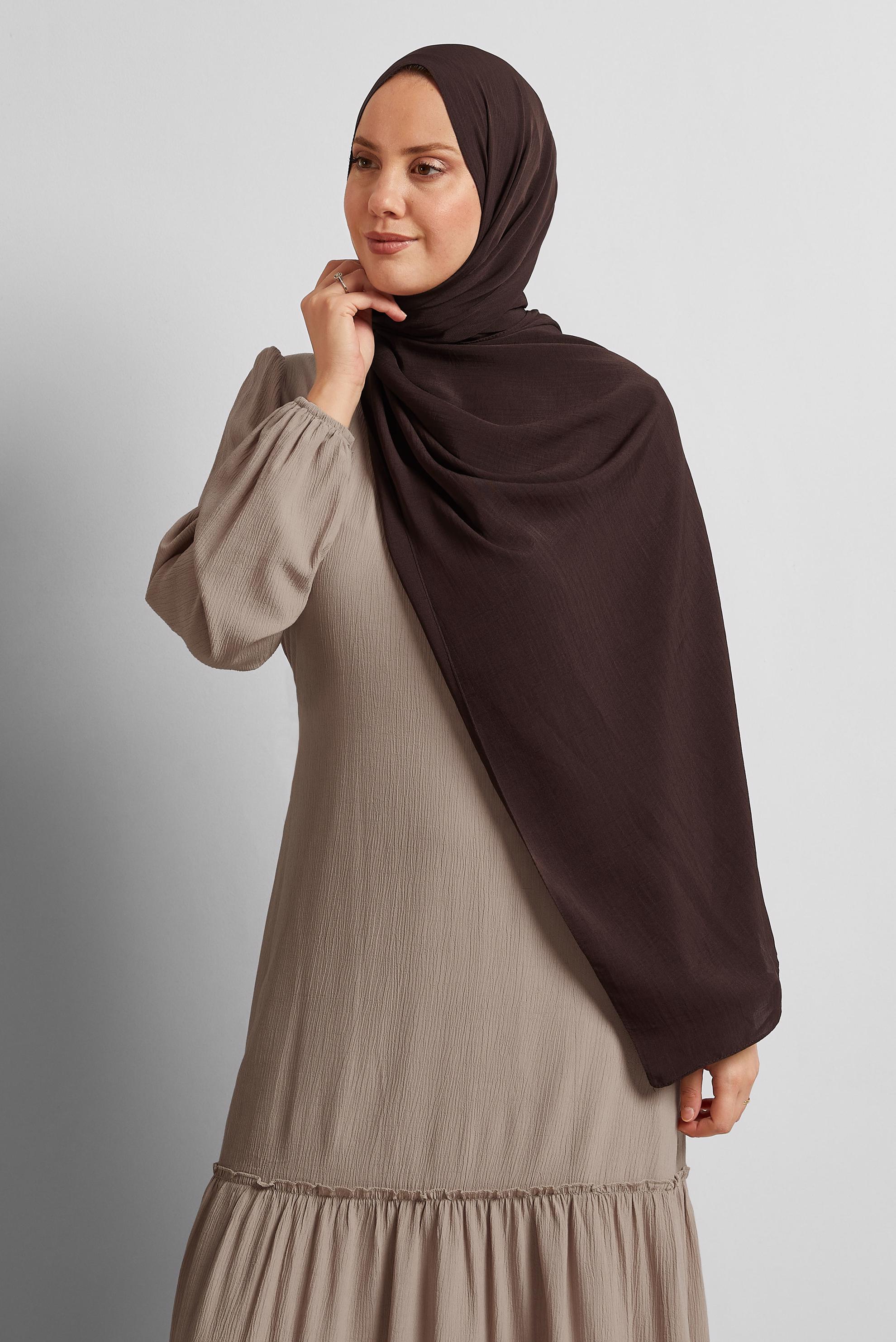 Tesettür giyim KAHVE ALVİNA KRAŞ MEDİNE ŞAL 8571