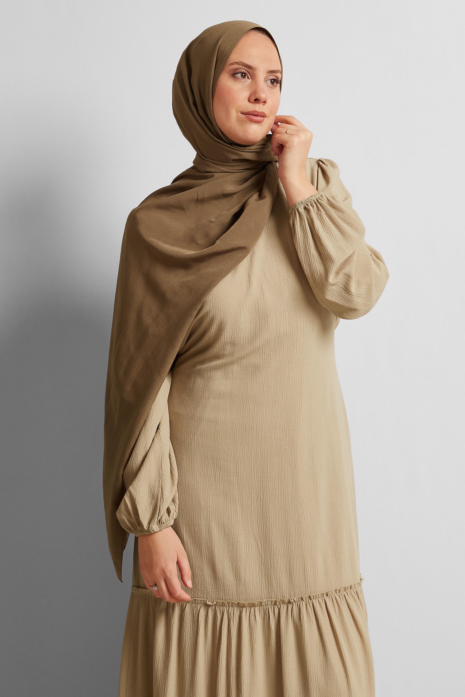 Tesettür giyim KAHVE ALVİNA KRAŞ MEDİNE ŞAL 8571
