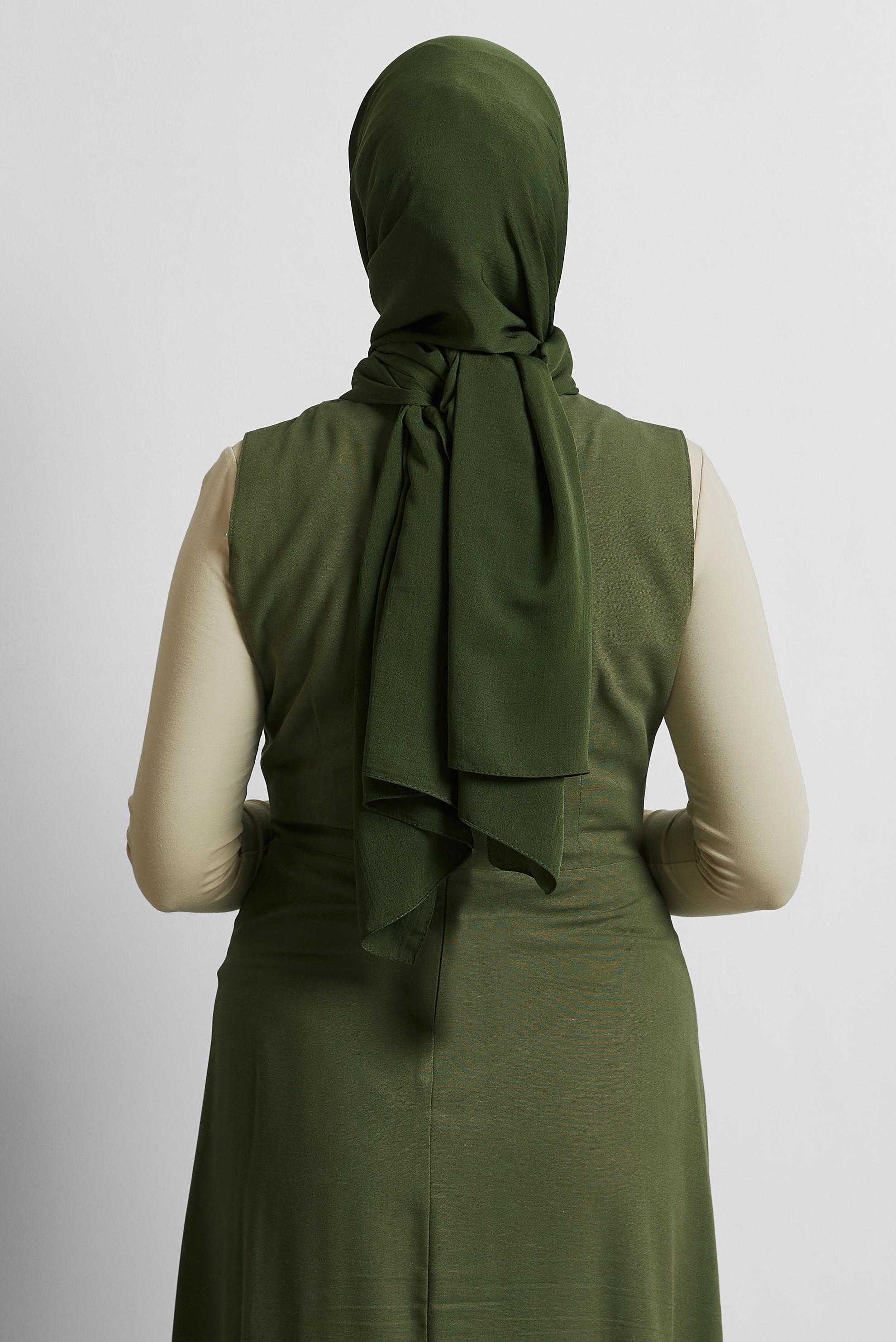 Tesettür giyim YEŞİL ALVİNA KRAŞ MEDİNE ŞAL 8571