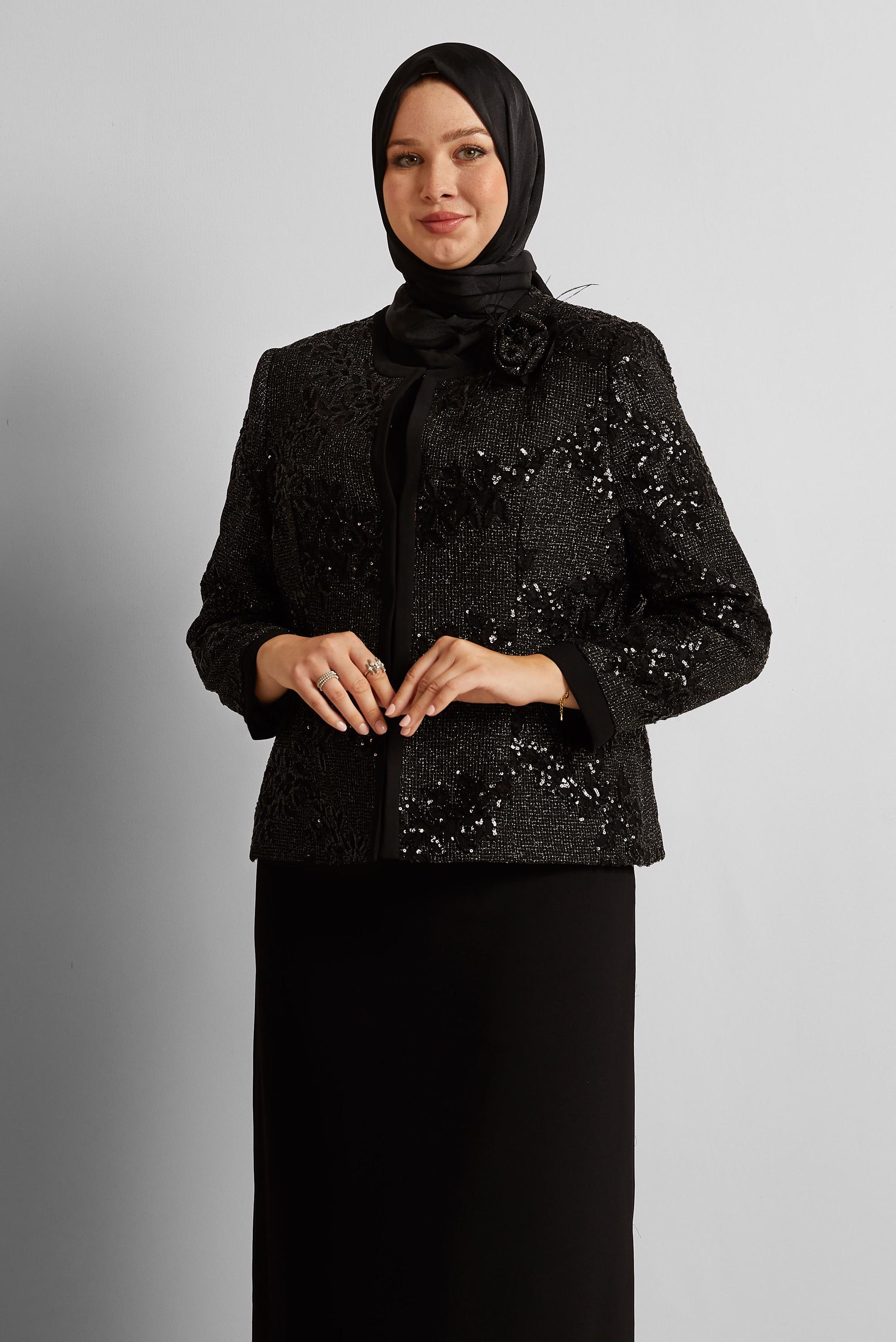 Vêtements hijab NOIR COMBINAISON JUPE TROIS PIÈCES 30453